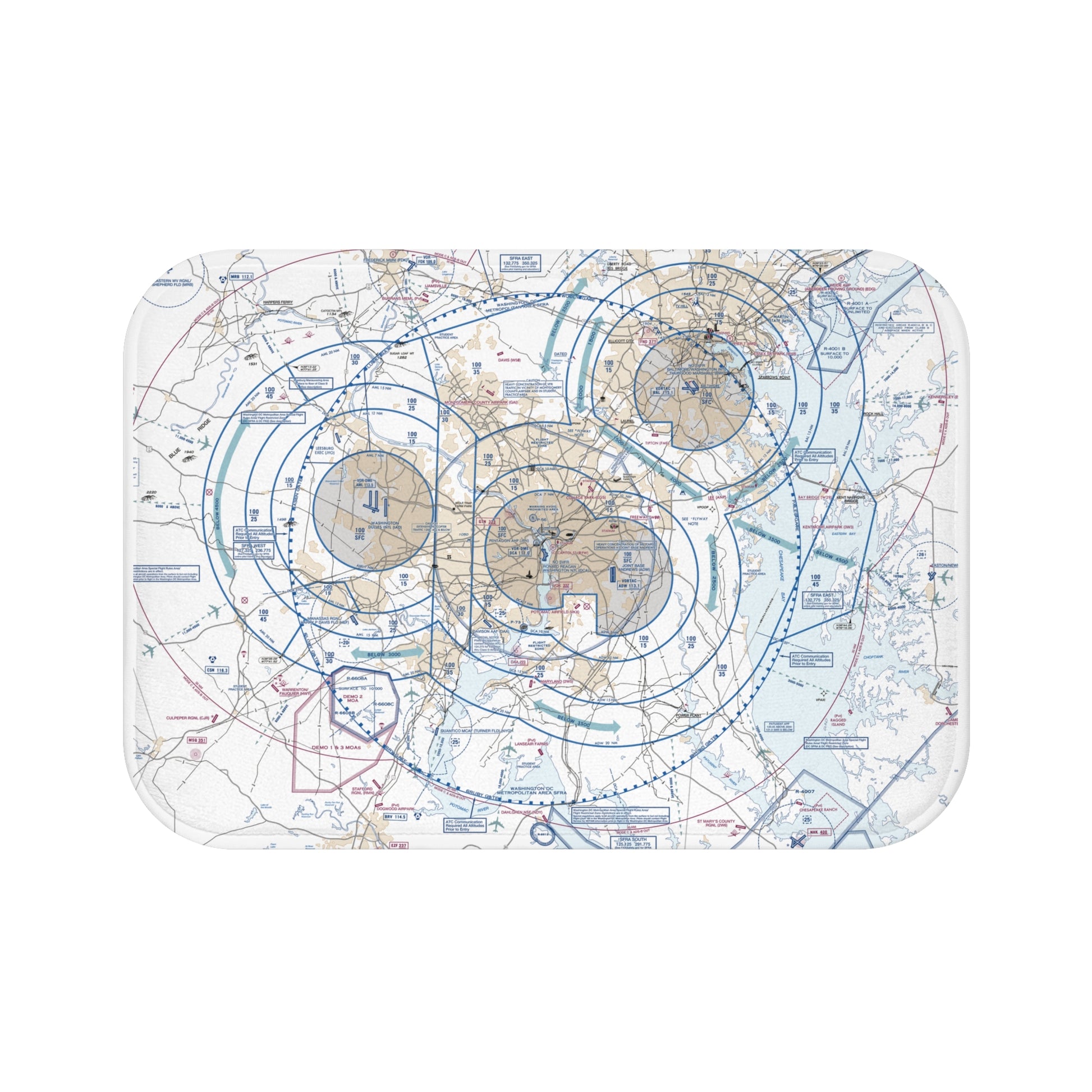 Baltimore-Washington Flyway Chart bath mat