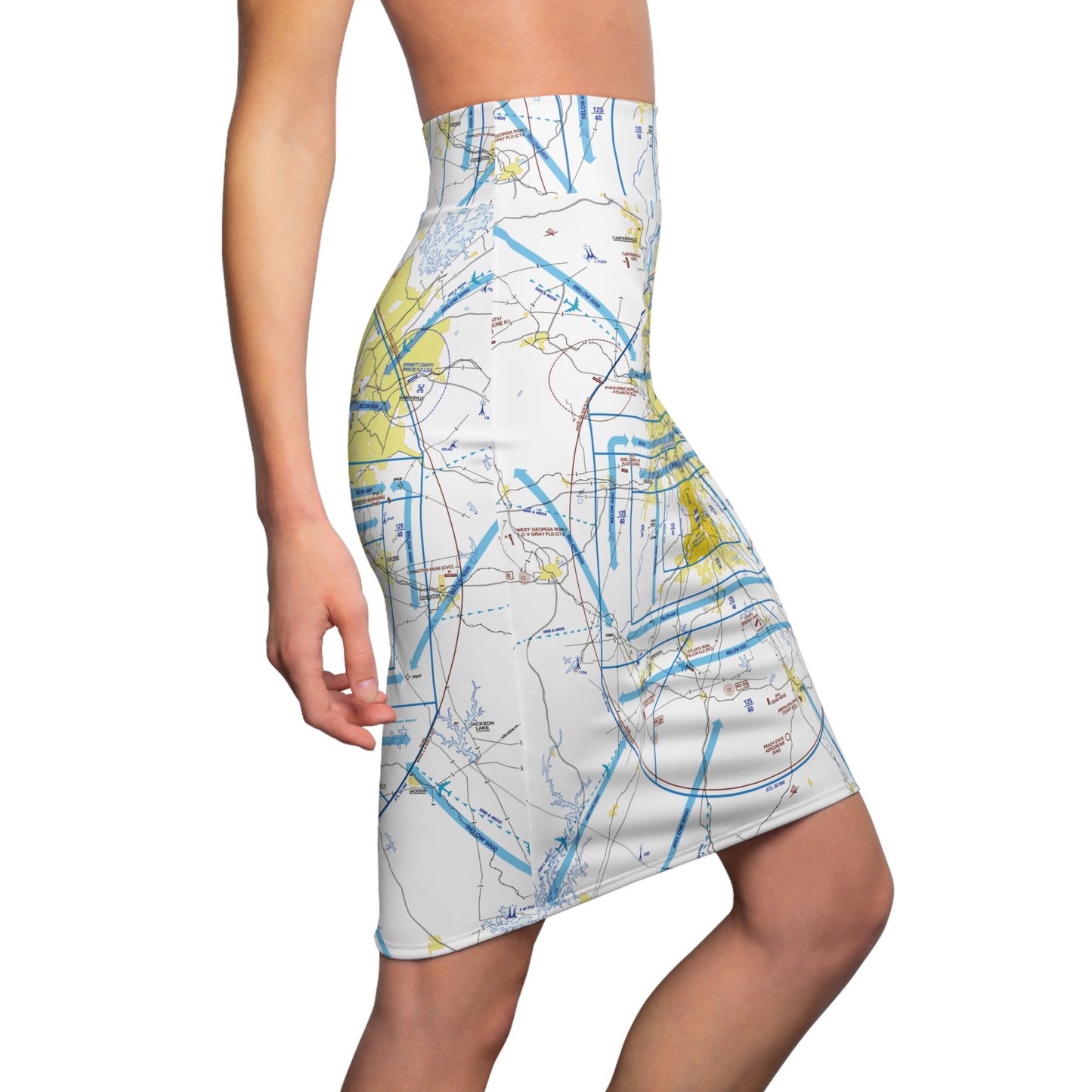 Atlanta Flyway Chart pencil skirt