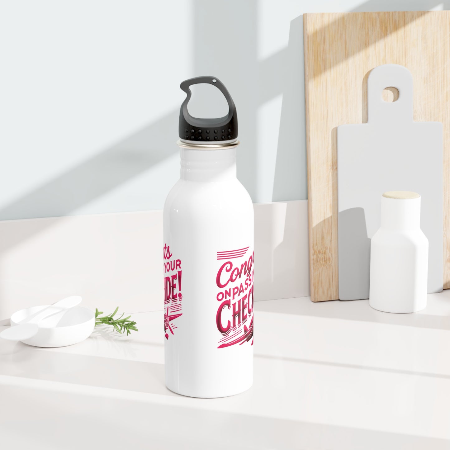 Congrats on passing your checkride! 20 oz. stainless steel water bottle (v1. pink)