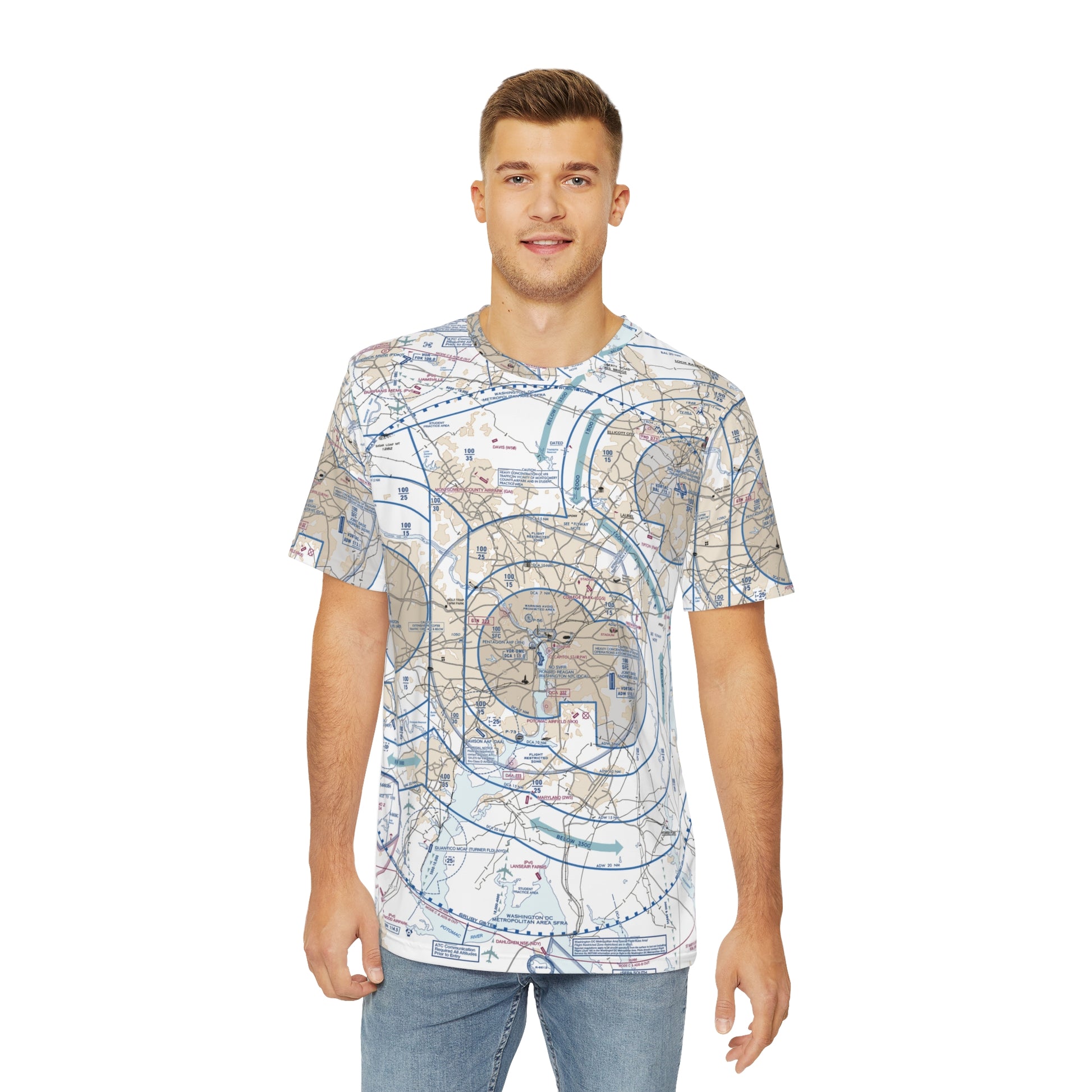 Baltimore-Washington Flyby Chart men's polyester shirt