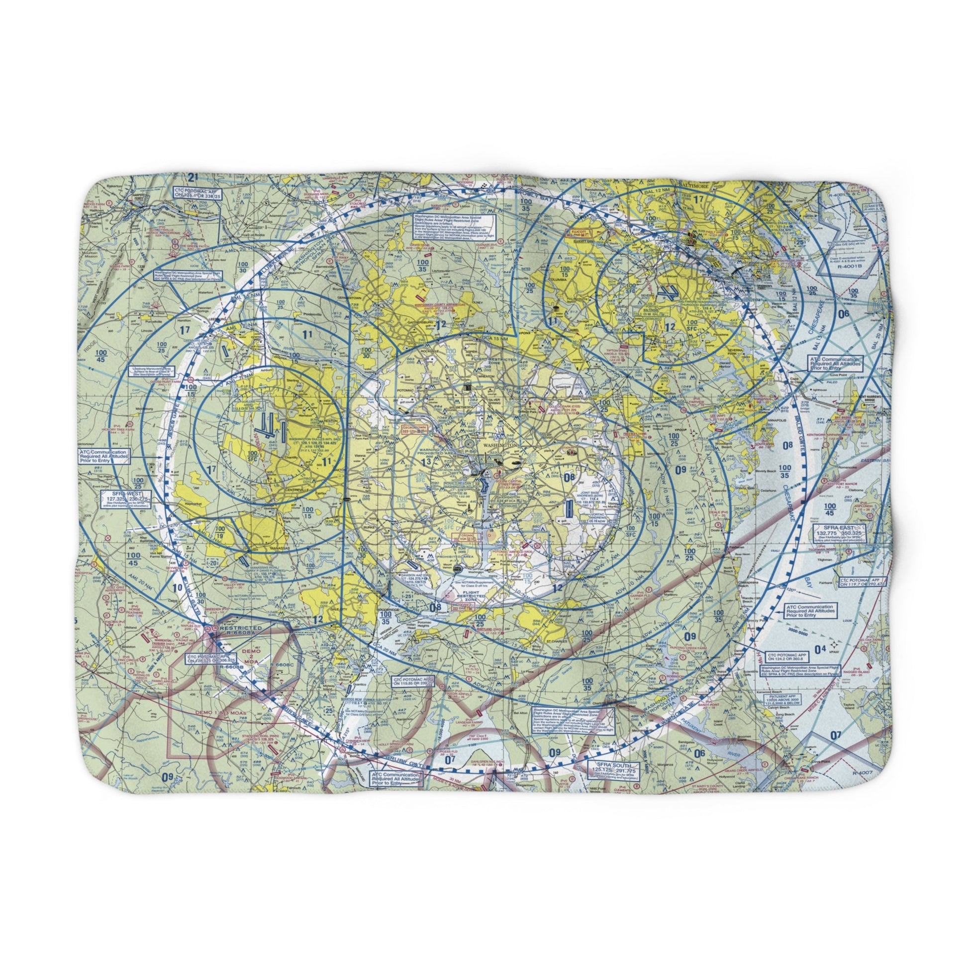 Baltimore Washington TAC Chart sherpa fleece blanket