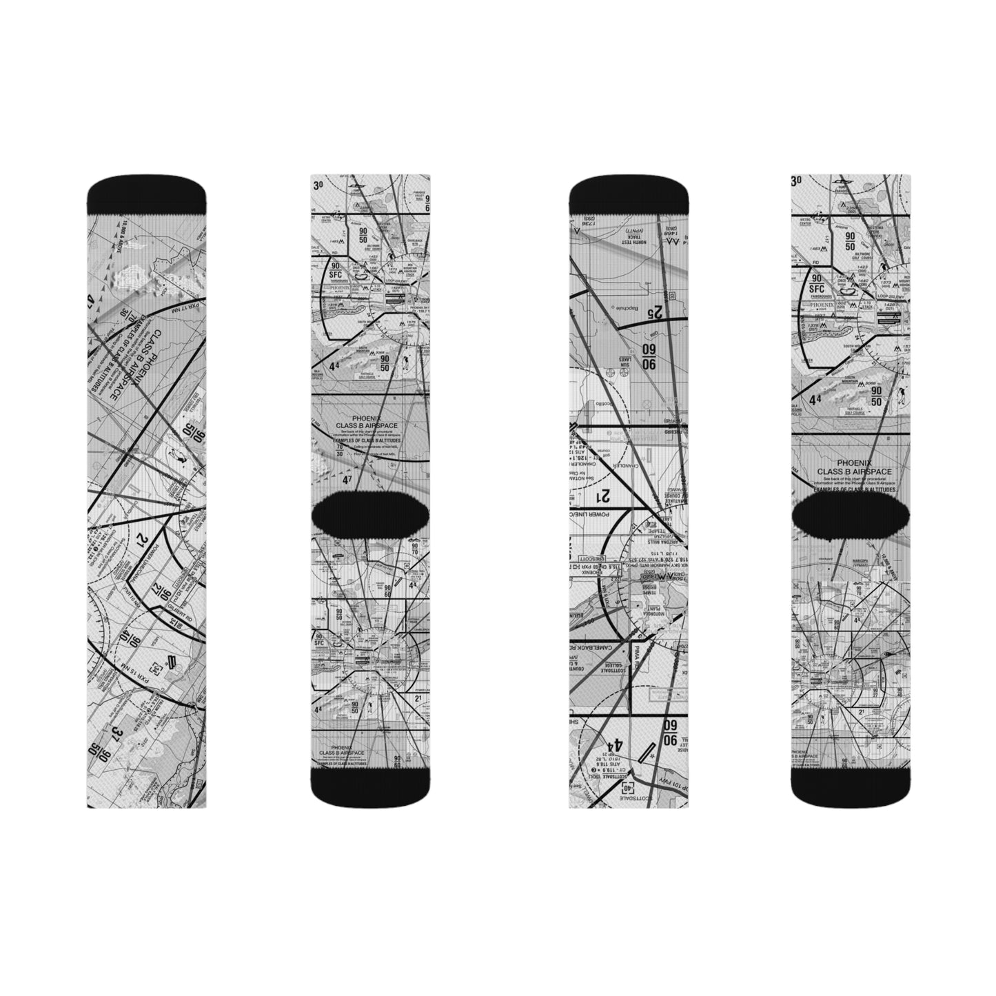 Aeronautical Chart socks (PHX/b&w)
