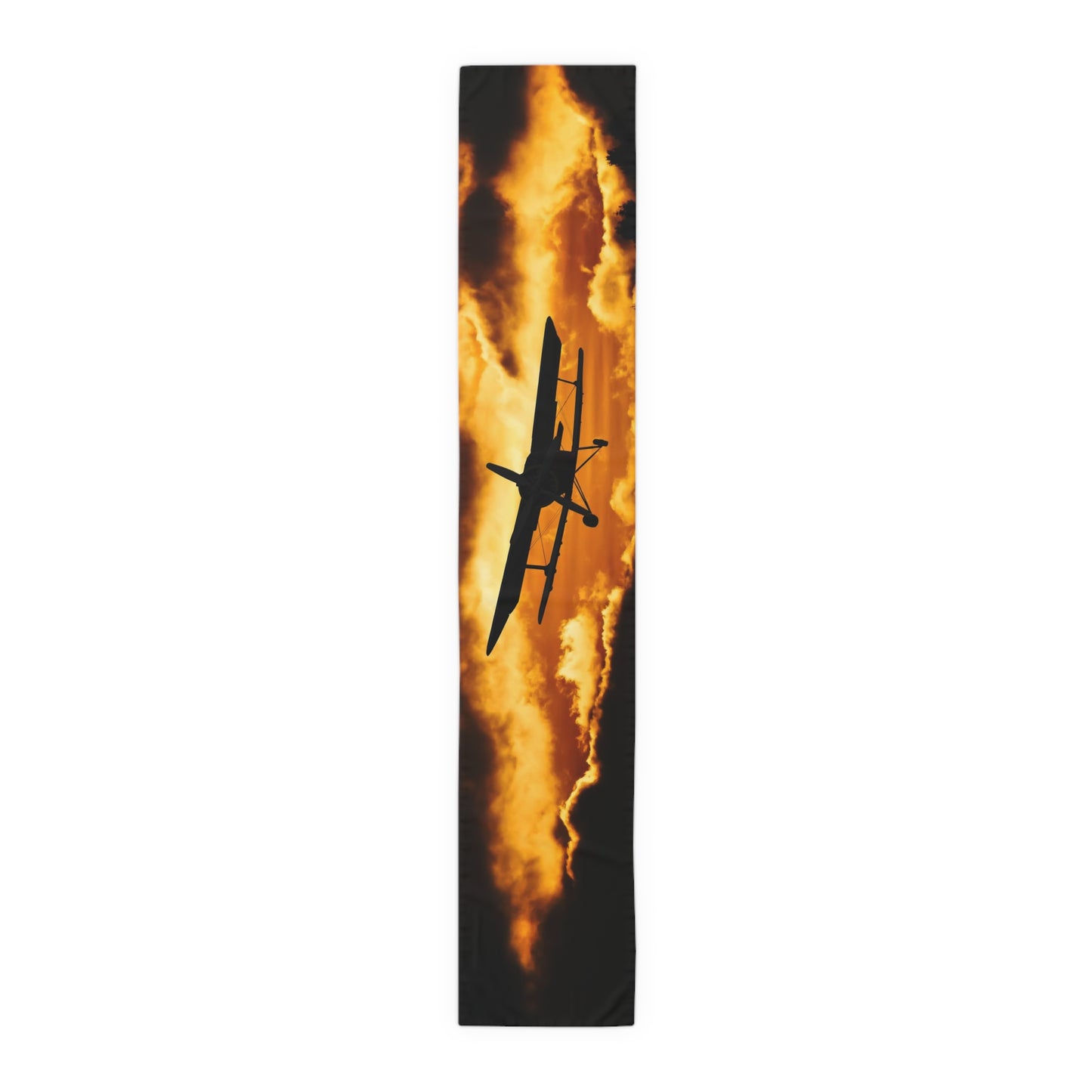 Biplane at Sunset Table Runner