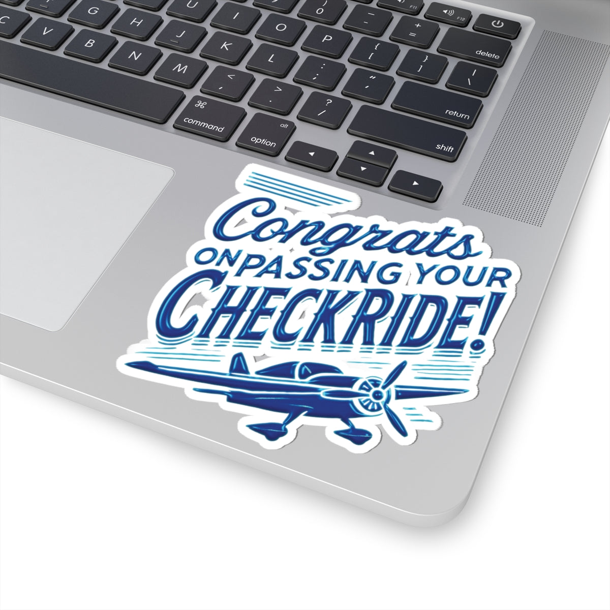 Congrats on passing your checkride! (v1. blue) sticker