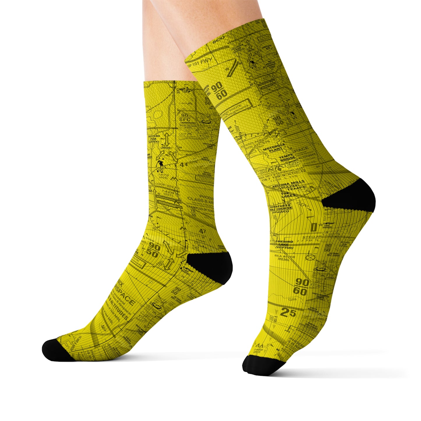 Aeronautical Chart socks (PHX/yellow)