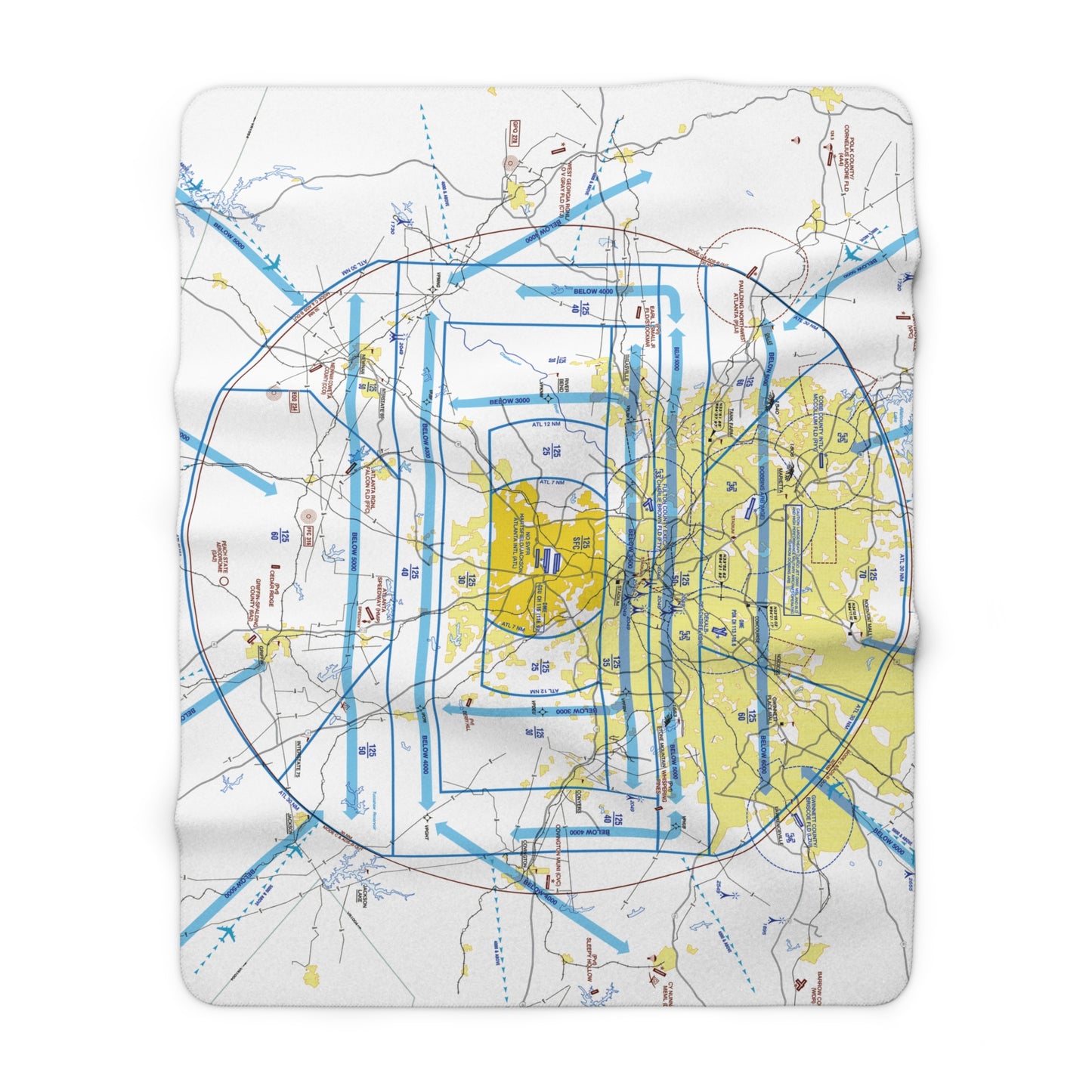 Atlanta Flyway Chart sherpa fleece blanket