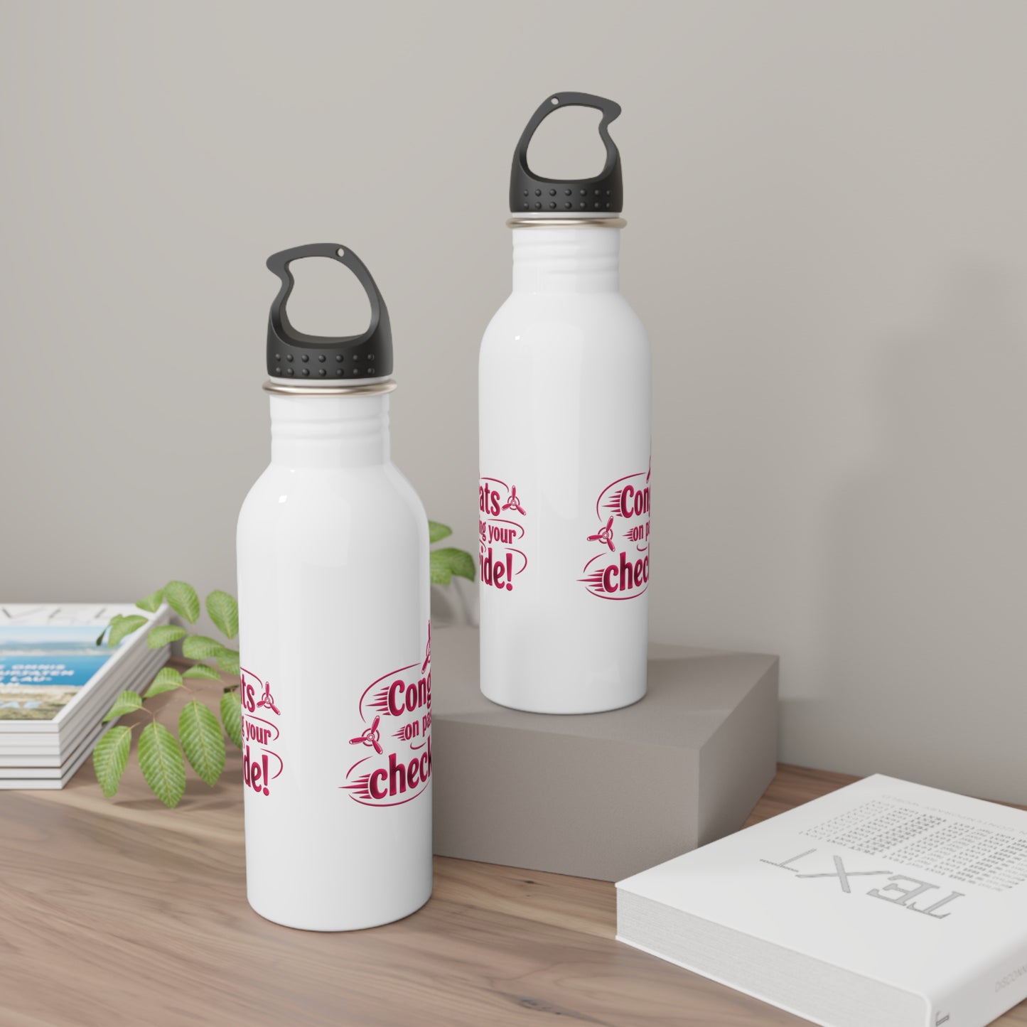 Congrats on passing your checkride! 20 oz. stainless steel water bottle (v3. pink)