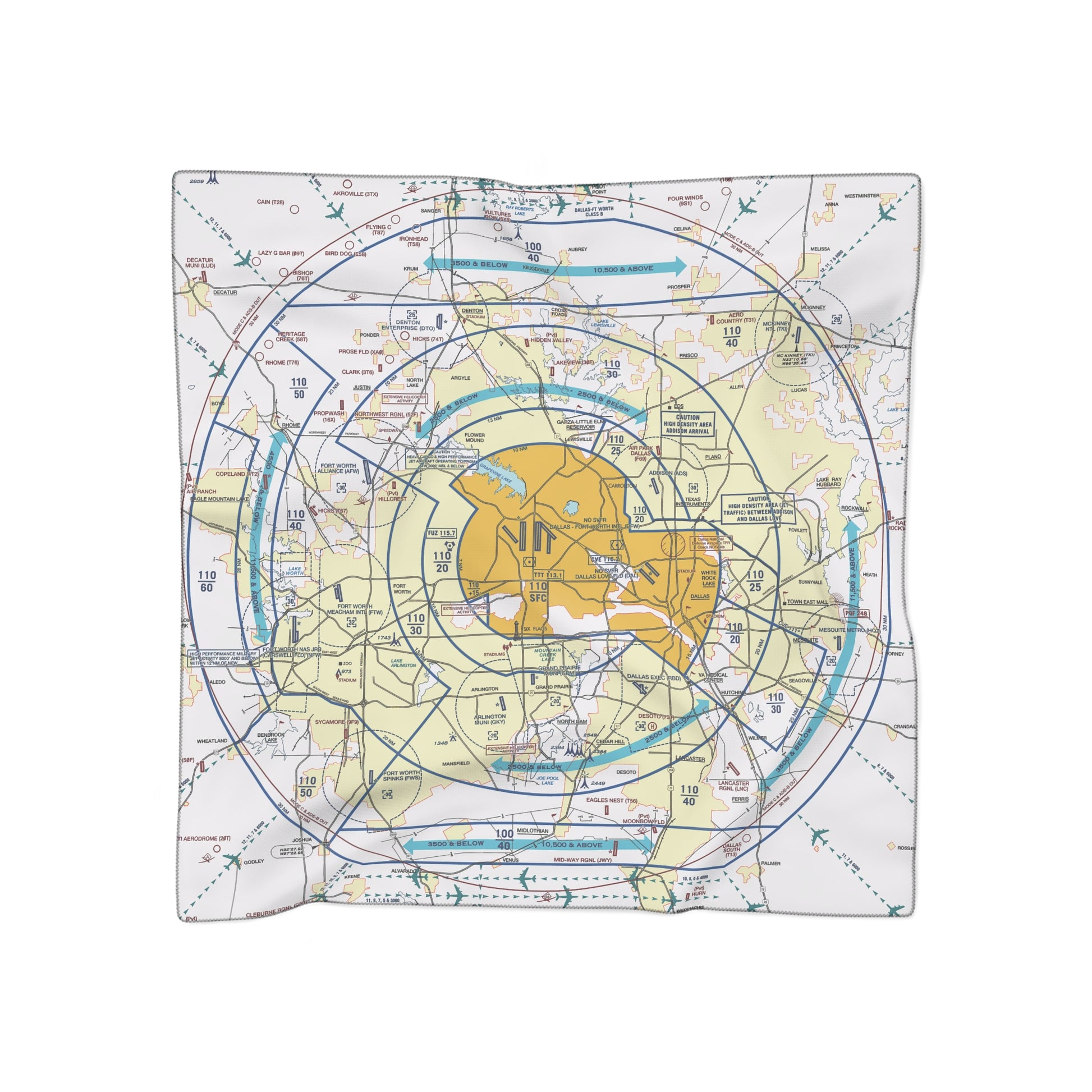 Dallas - Ft. Worth Flyway Chart poly scarf