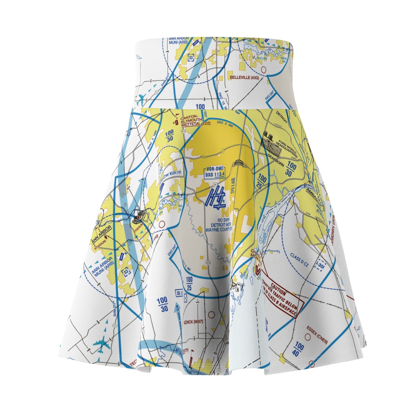 Detroit Flyway Chart skater skirt