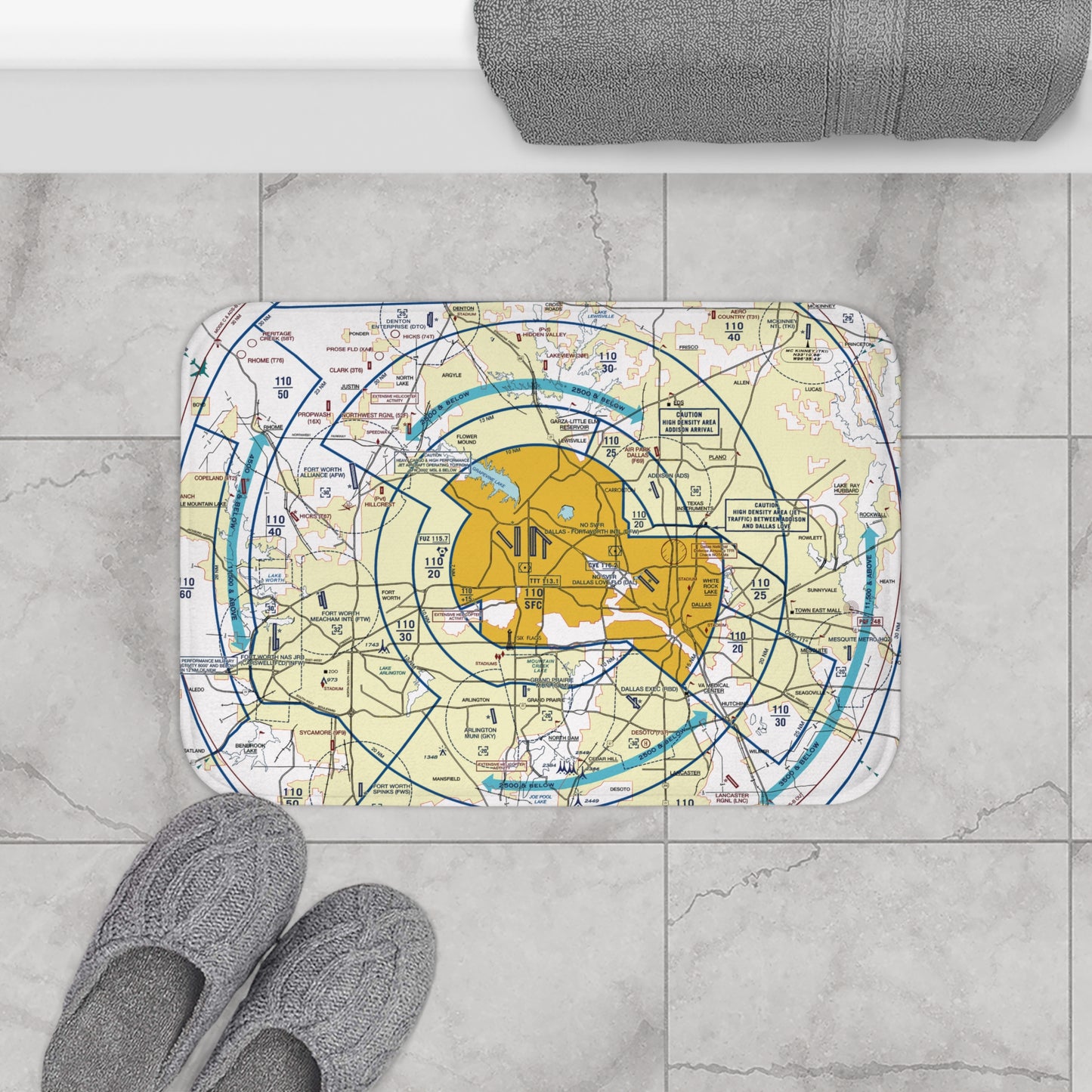 Dallas - Ft. Worth Flyway Chart bath mat