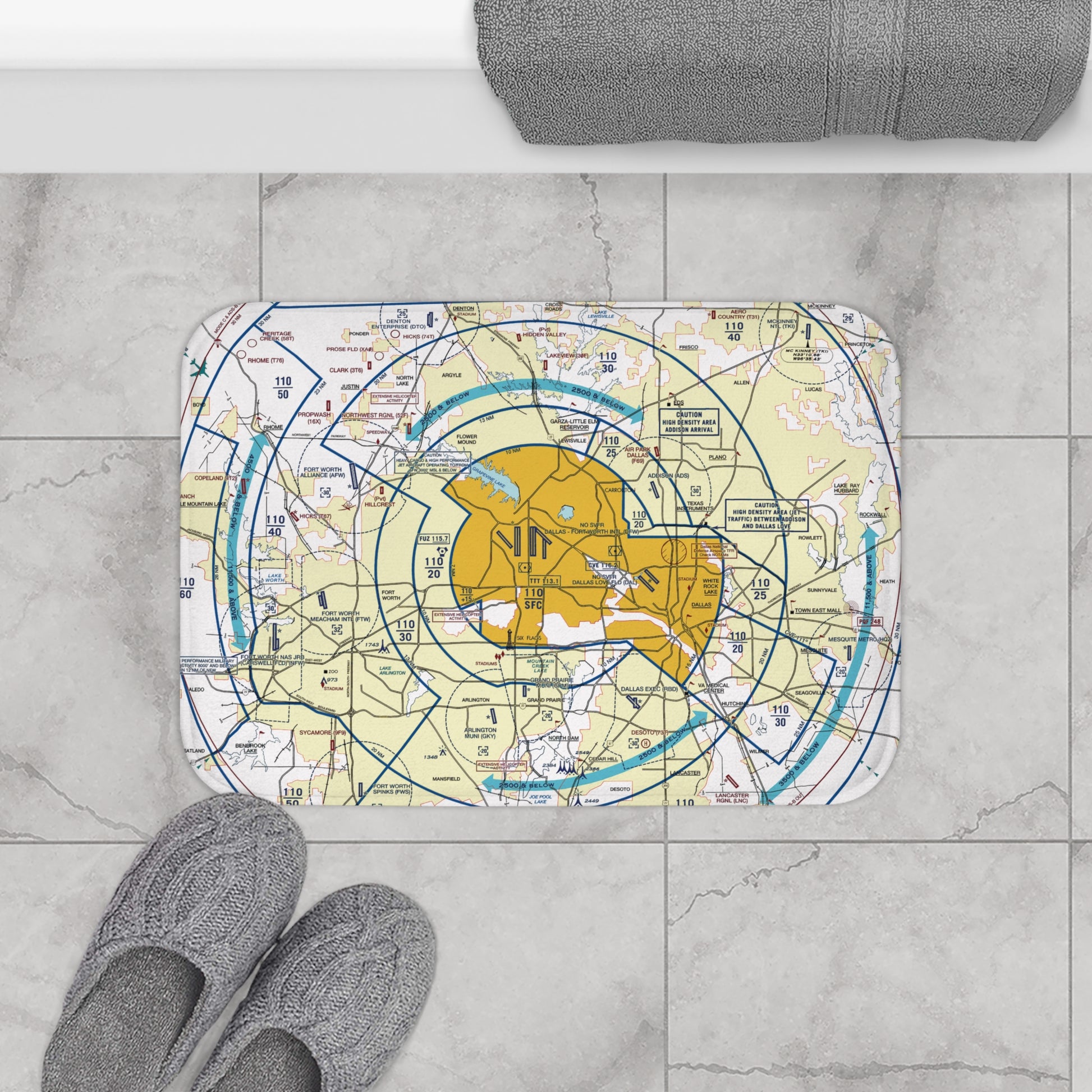 Dallas - Ft. Worth Flyway Chart bath mat