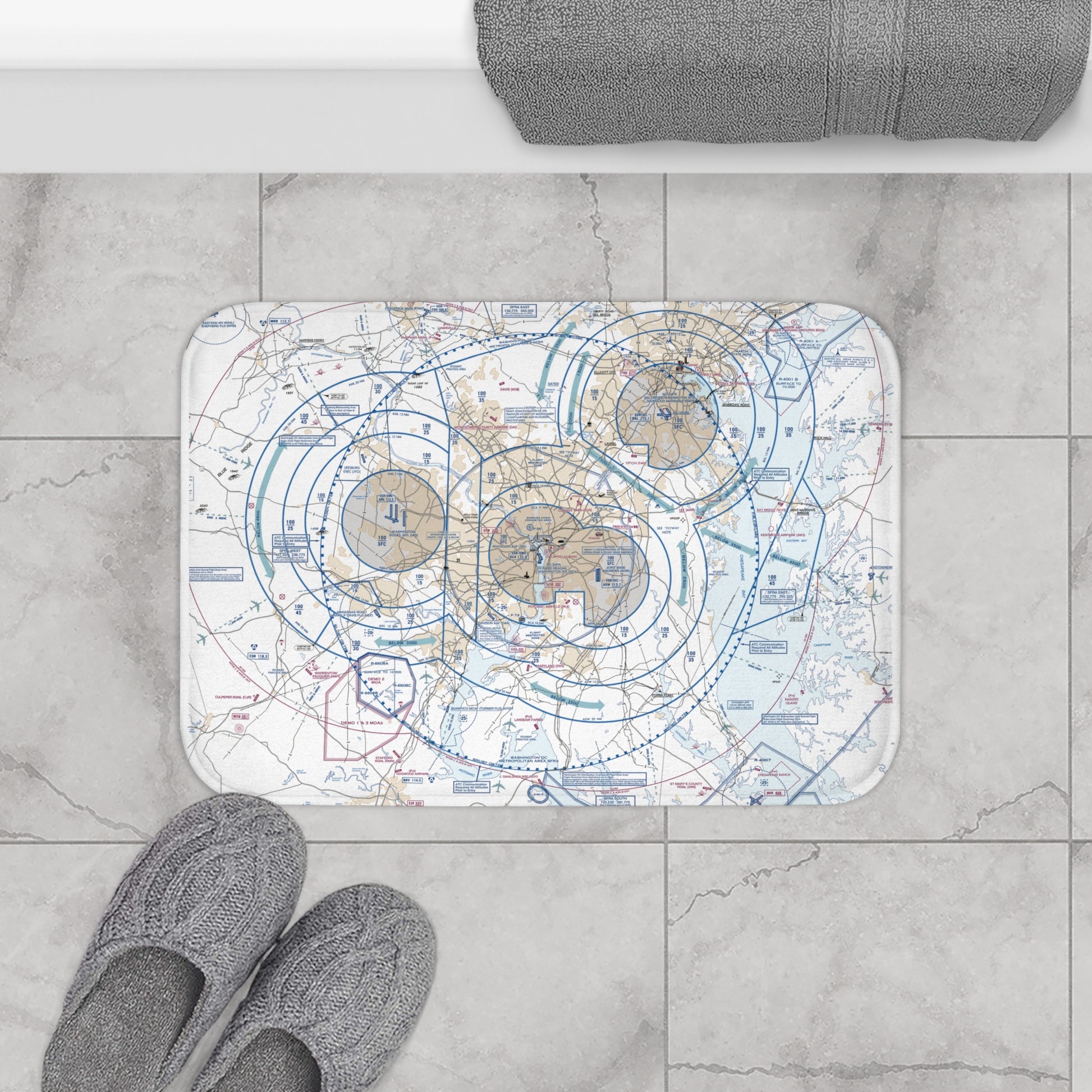 Baltimore-Washington Flyway Chart bath mat