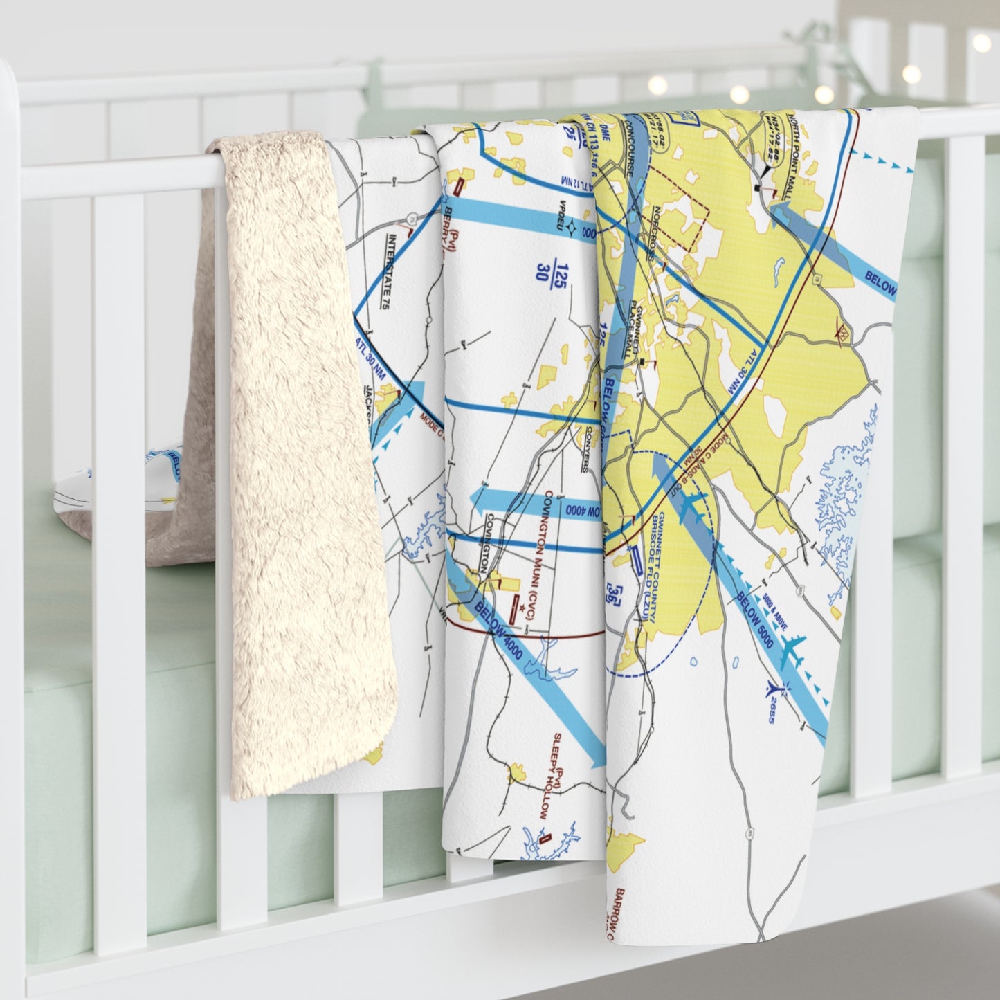 Atlanta Flyway Chart sherpa fleece blanket