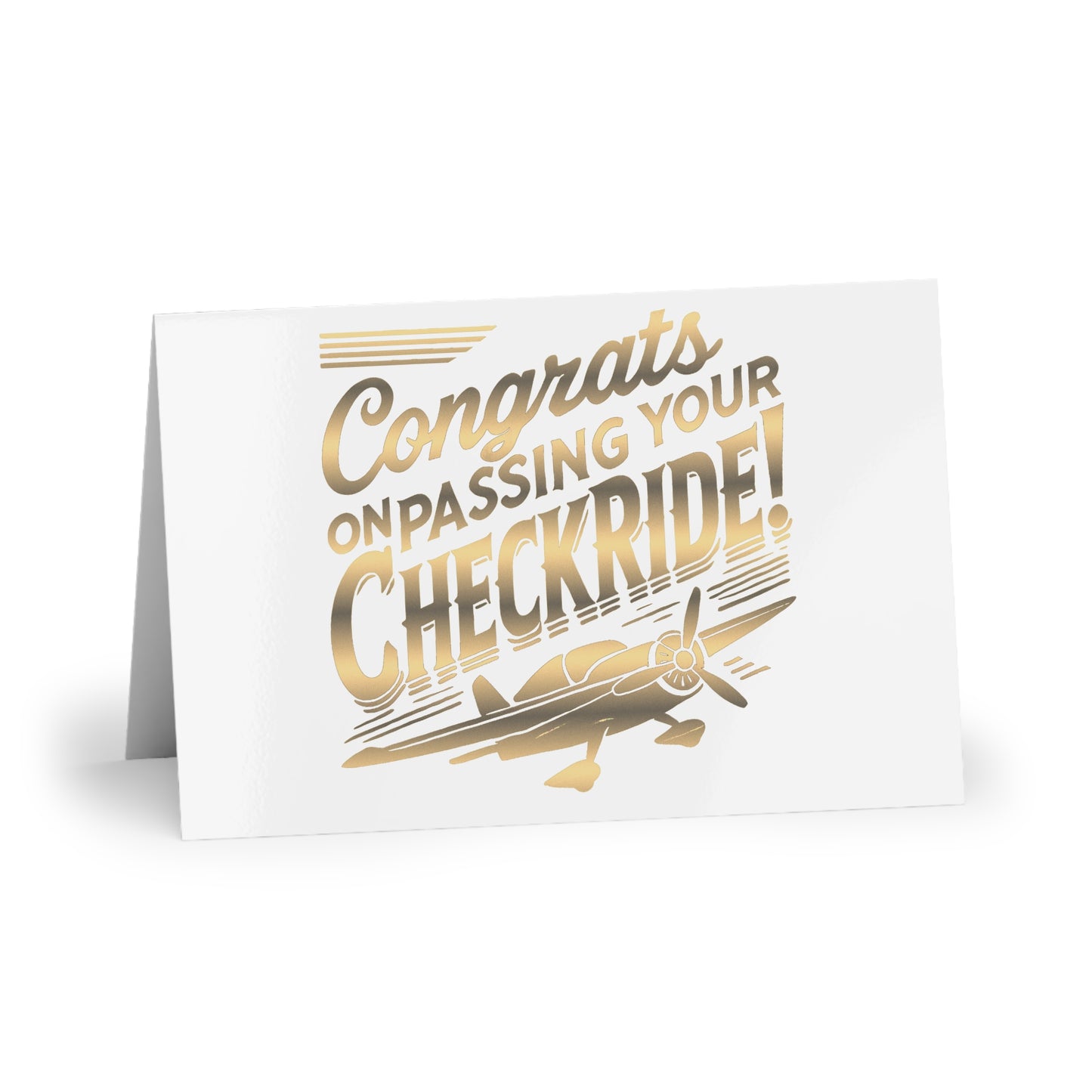 Congrats on passing your checkride! pack of 10 postcards (v1. gold)