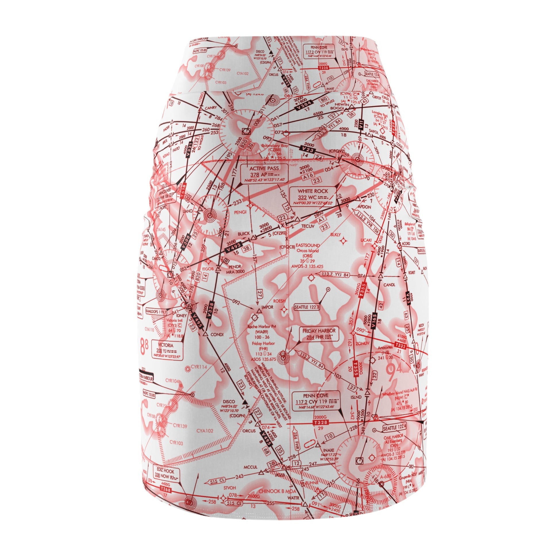 Enroute Low Altitude (ELUS1) Chart - women's pencil skirt (red&white)