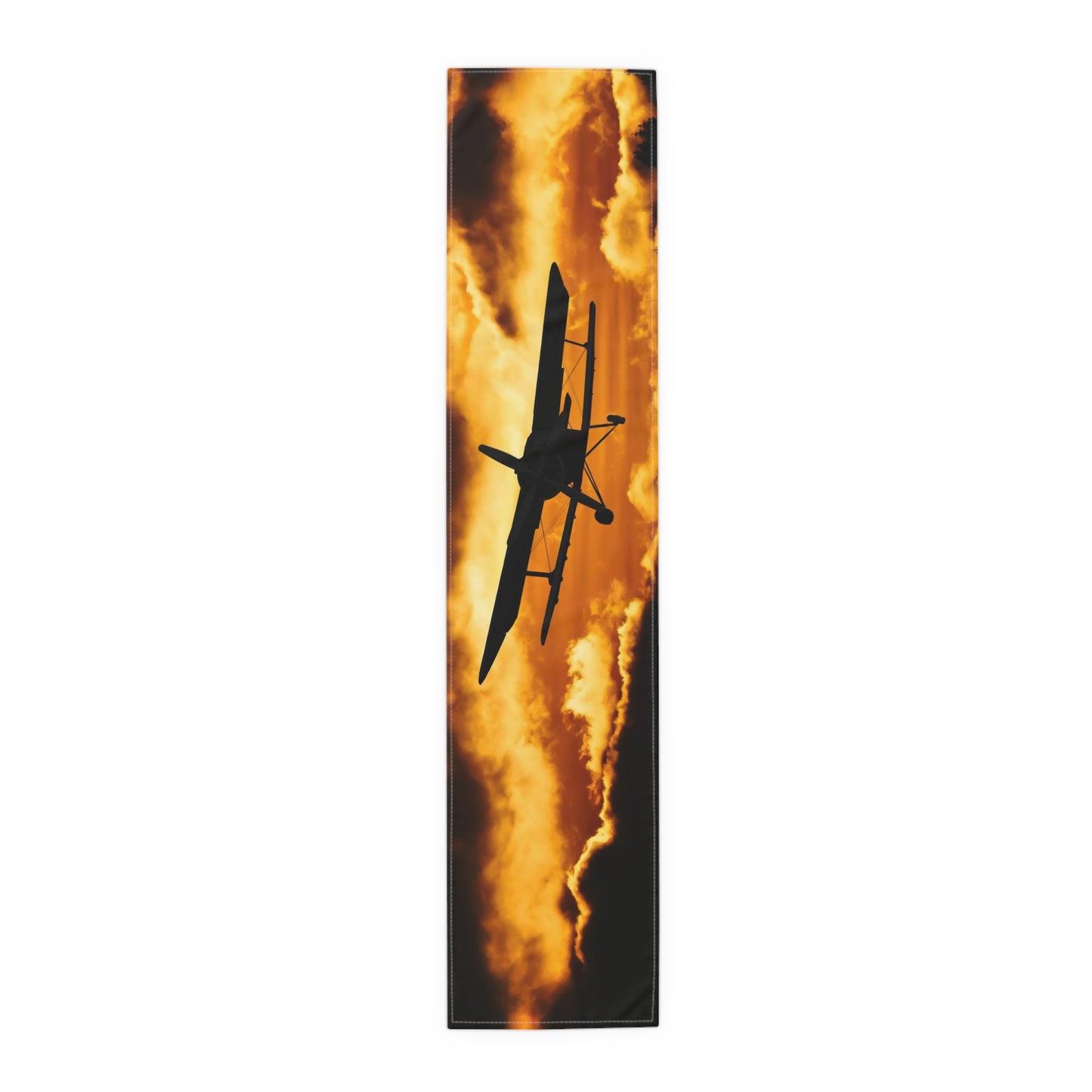 Biplane at Sunset Table Runner