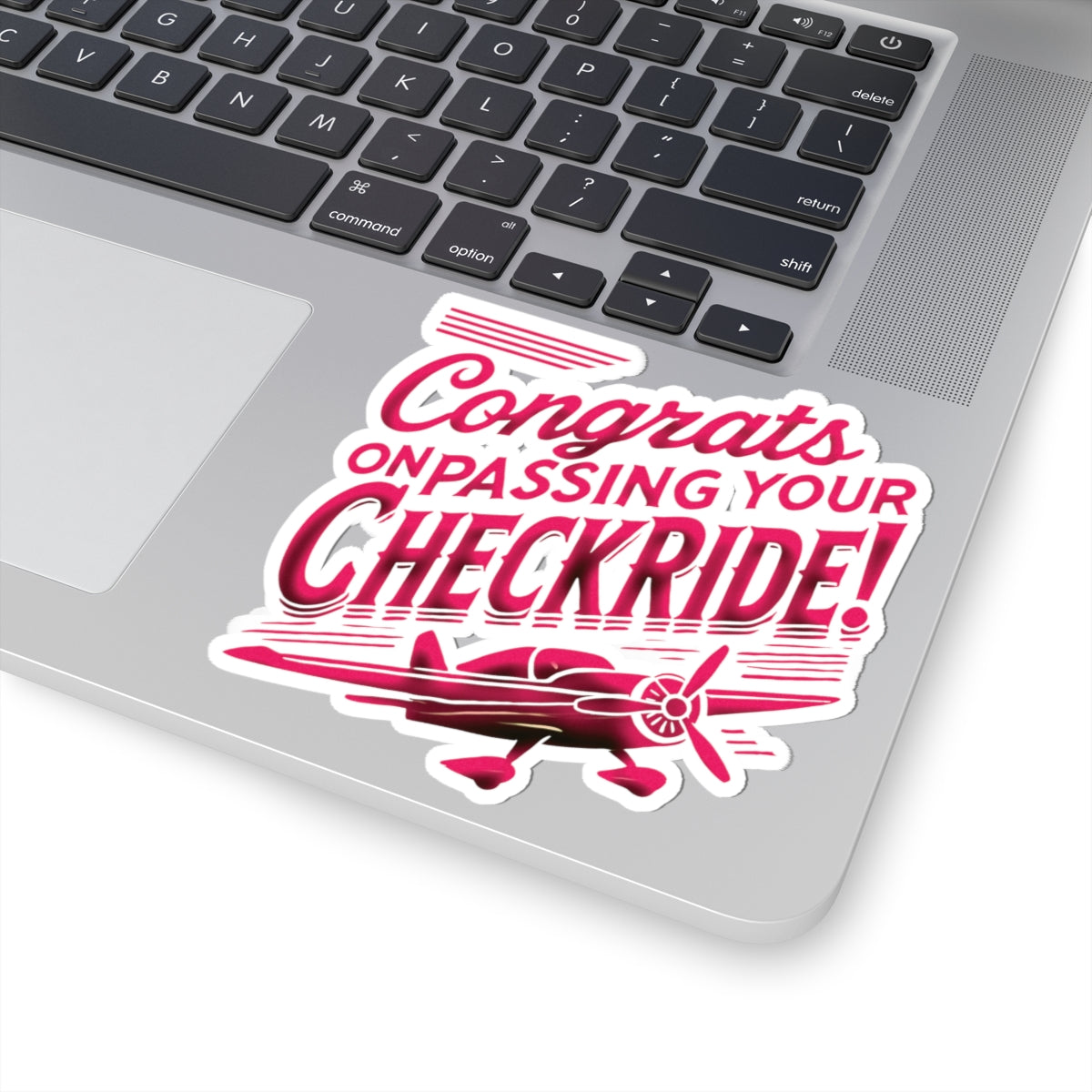 Congrats on passing your checkride! (v1. pink) sticker