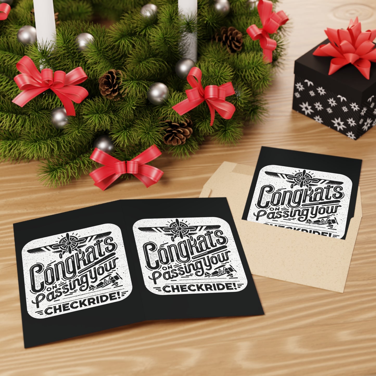 Congrats on passing your checkride! pack of 10 postcards (v2. black)