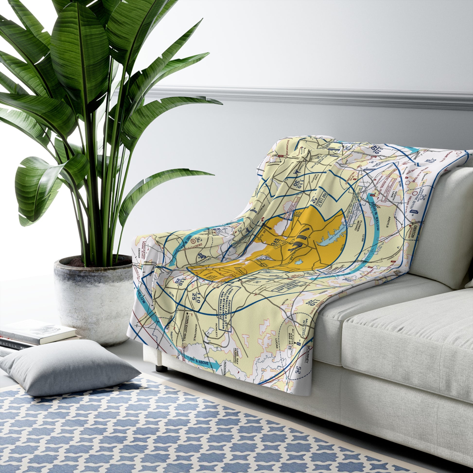 Dallas - Ft. Worth Flyway Chart sherpa fleece blanket
