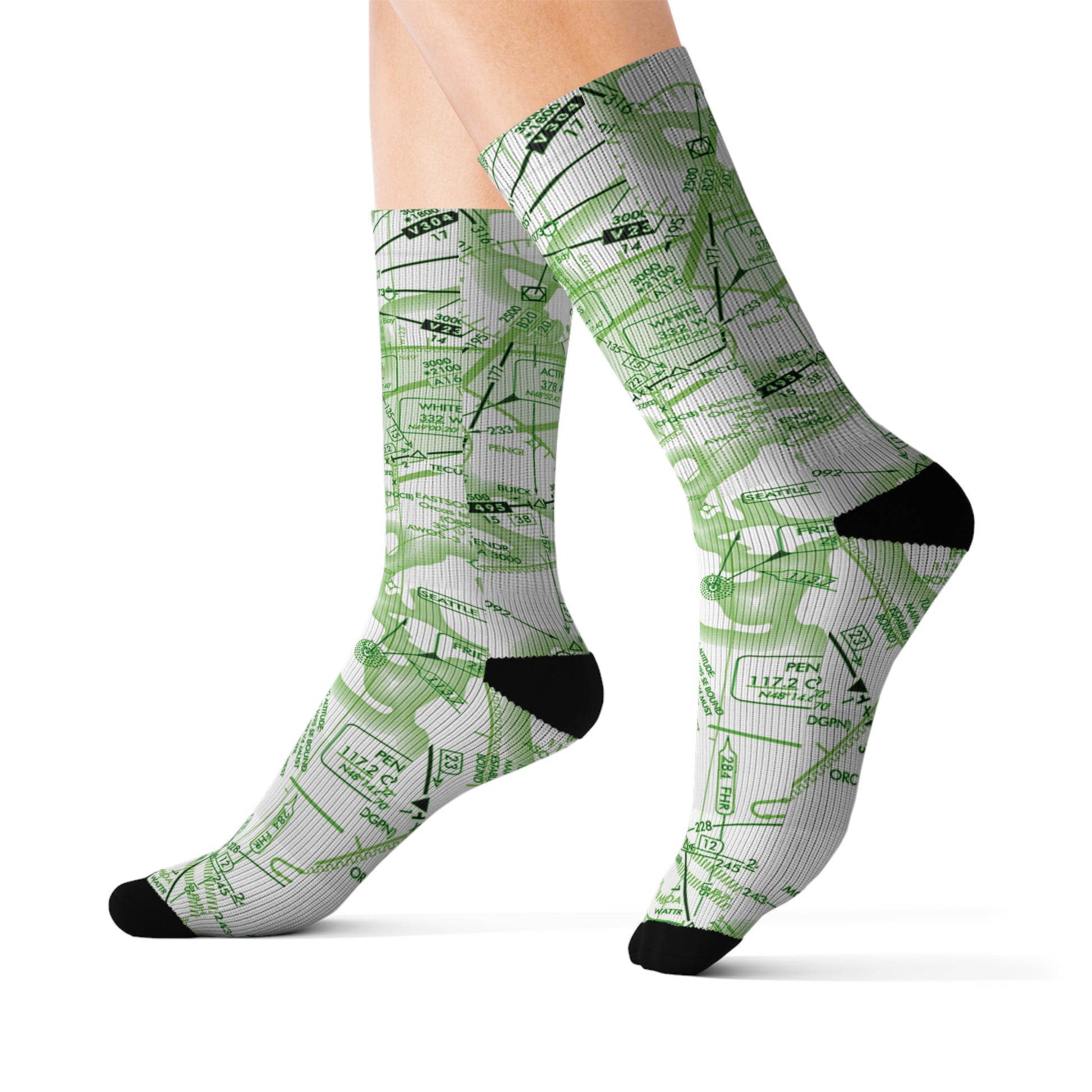 Aeronautical Chart socks (ELUS1/green&white)