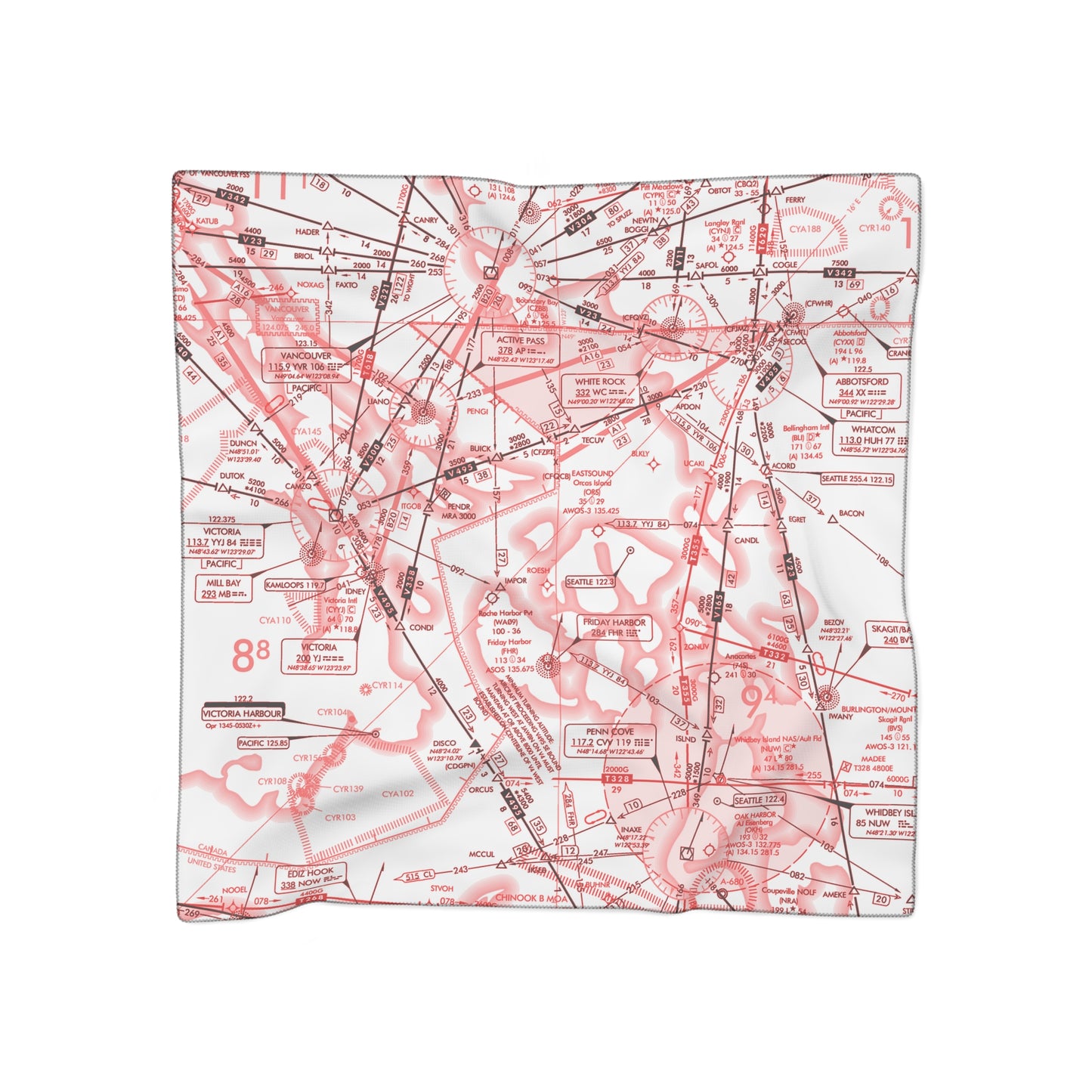 Enroute Low Altitude Chart (red&white) poly scarf