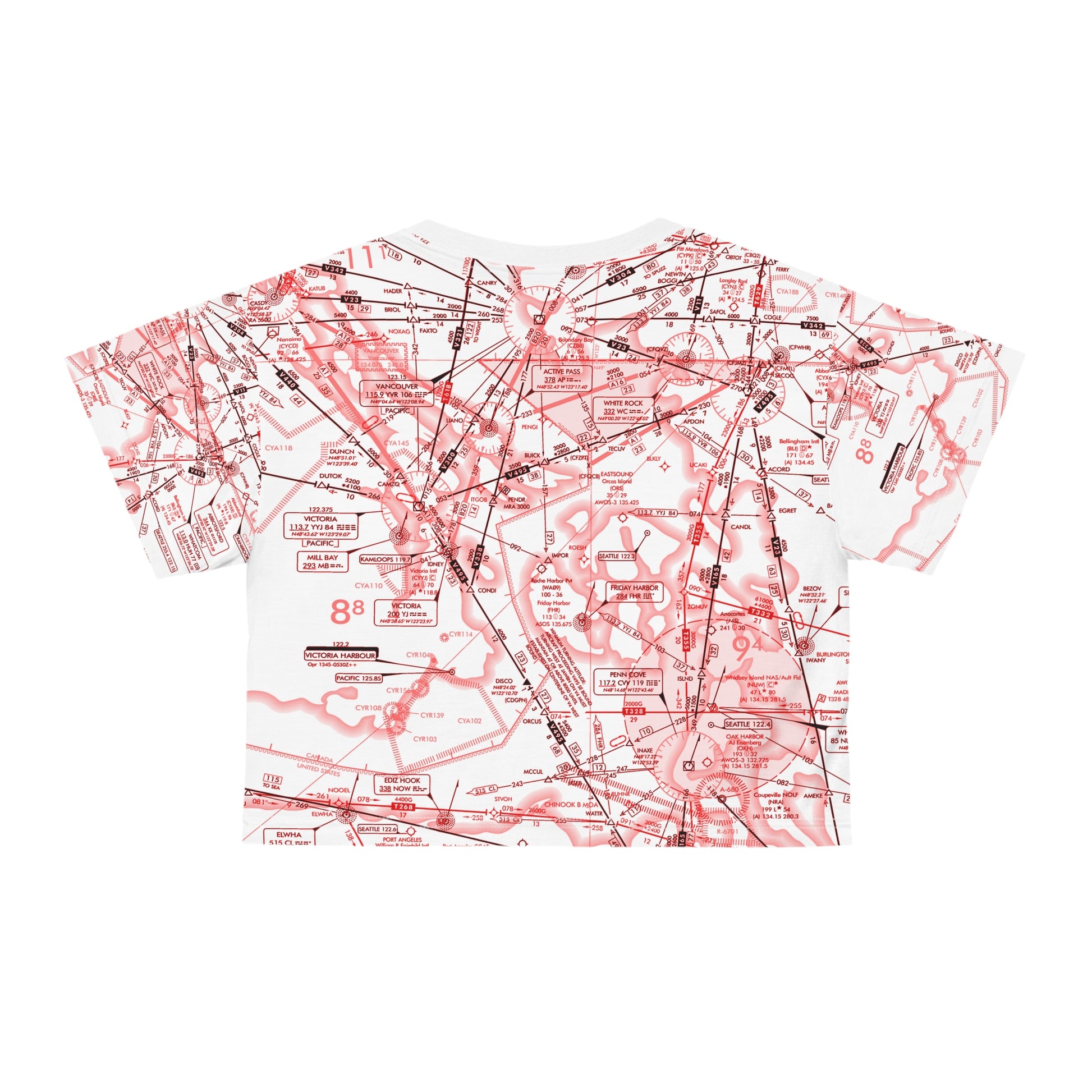 Enroute Low Altitude Chart (red&white) crop tee