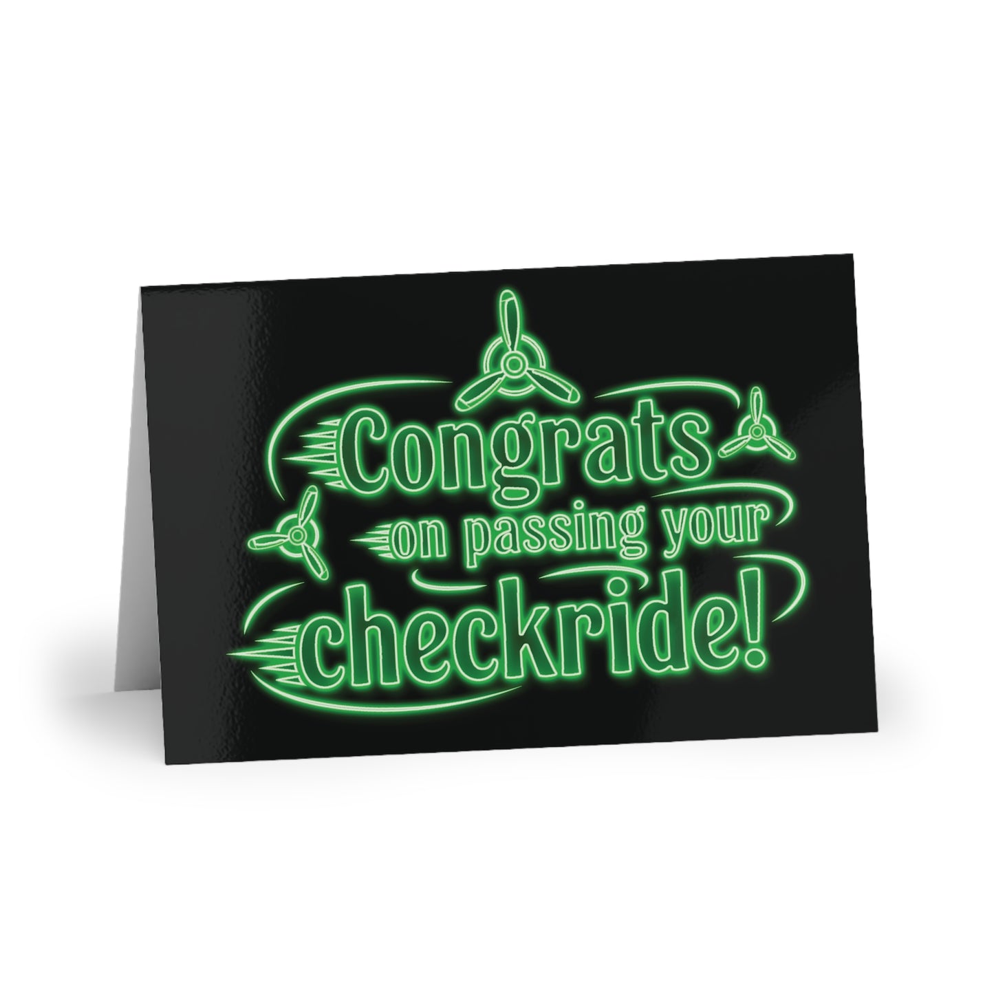 Congrats on passing your checkride! pack of 10 greeting cards (v3. green)