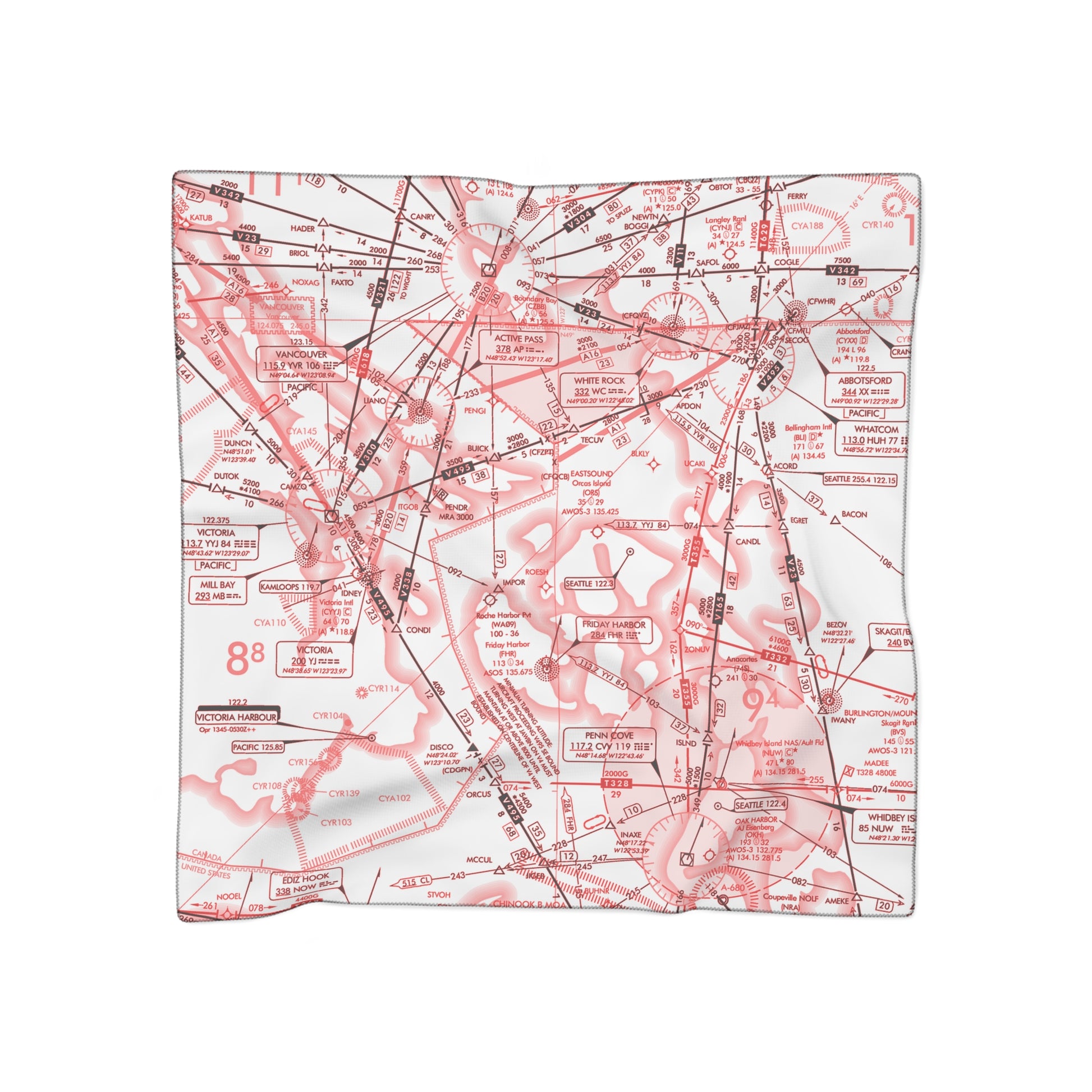 Enroute Low Altitude Chart (red&white) poly scarf