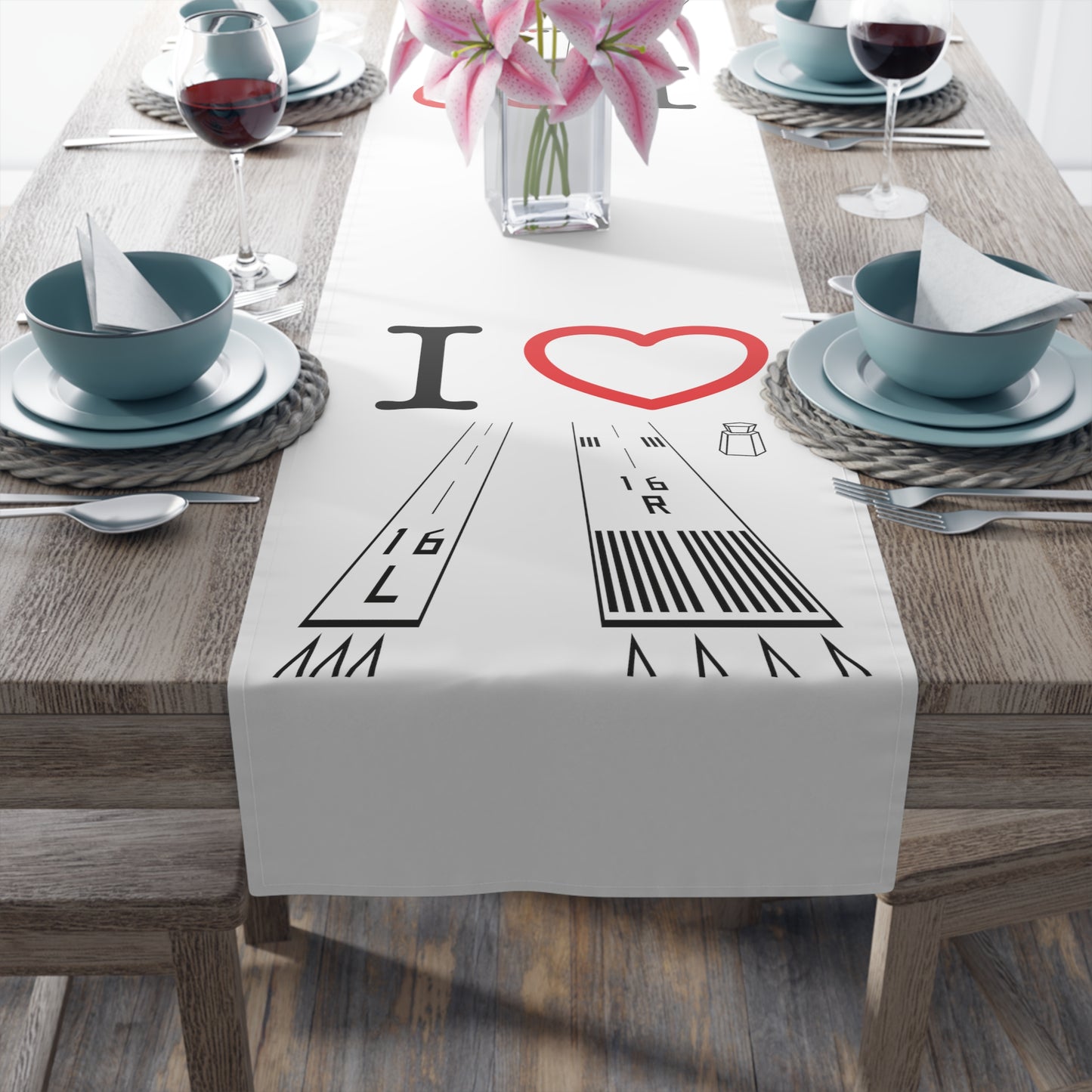 Van Nuys Airport Runways 16L - 16R / 34L - 34R Table Runner
