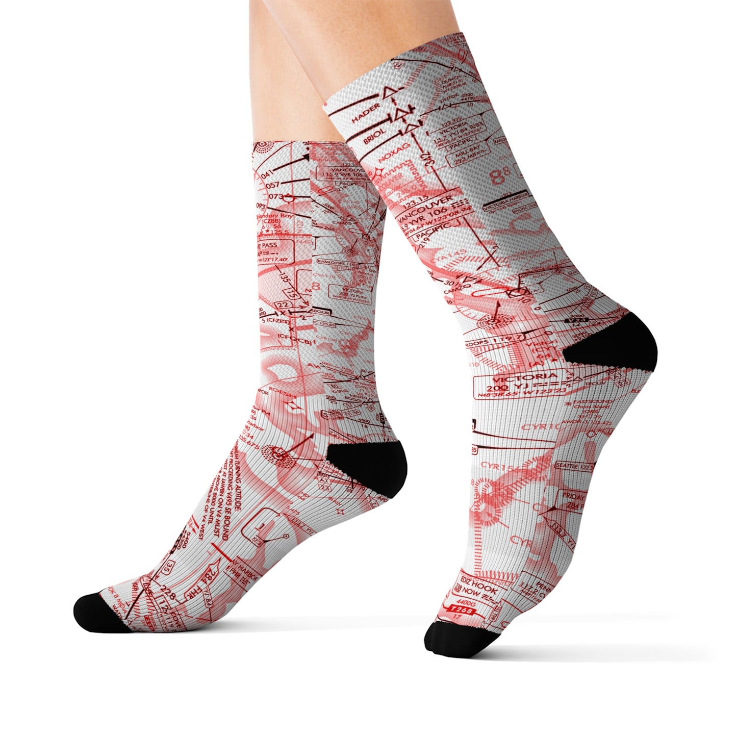 Aeronautical Chart socks (red&white)