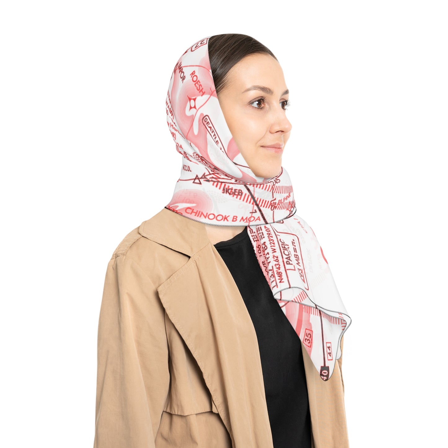 Enroute Low Altitude Chart (red&white) poly scarf