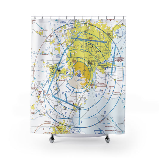 Aeronautical Chart shower curtain (KDTW/Flyway)