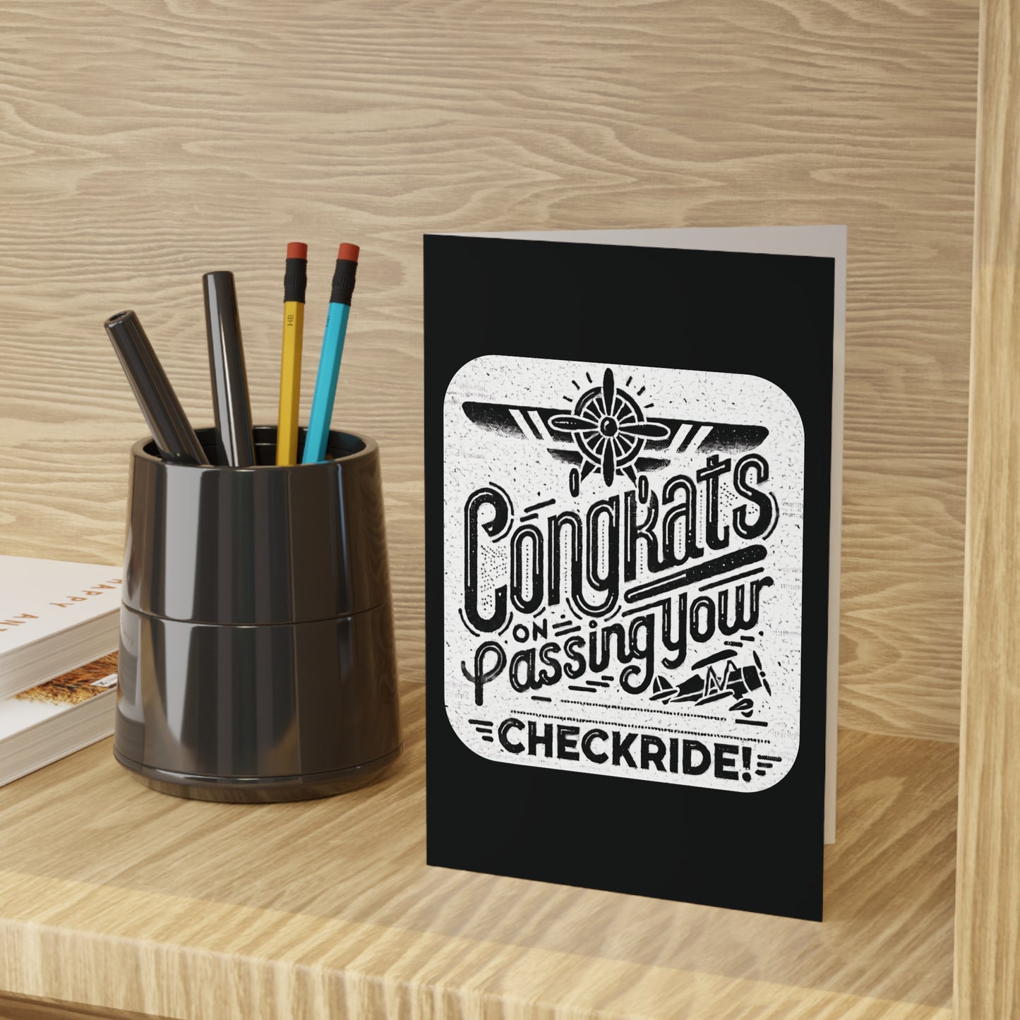 Congrats on passing your checkride! pack of 10 postcards (v2. black)