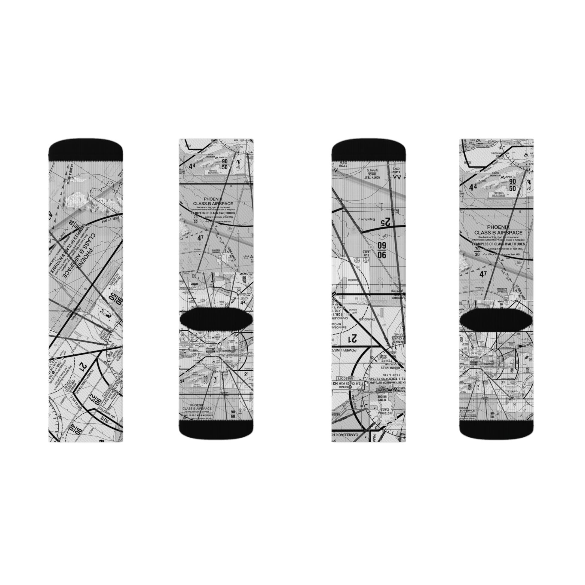 Aeronautical Chart socks (PHX/b&w)