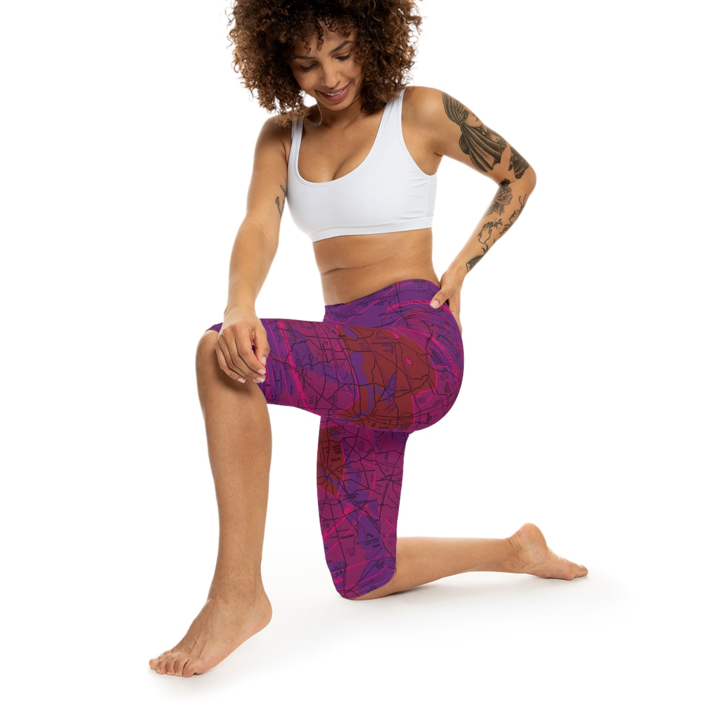Dallas - Ft. Worth Flyway Chart capri leggings (purple)
