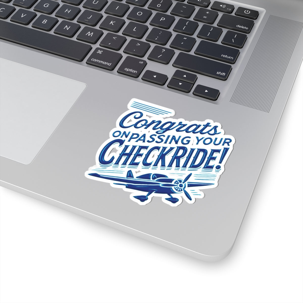 Congrats on passing your checkride! (v1. blue) sticker