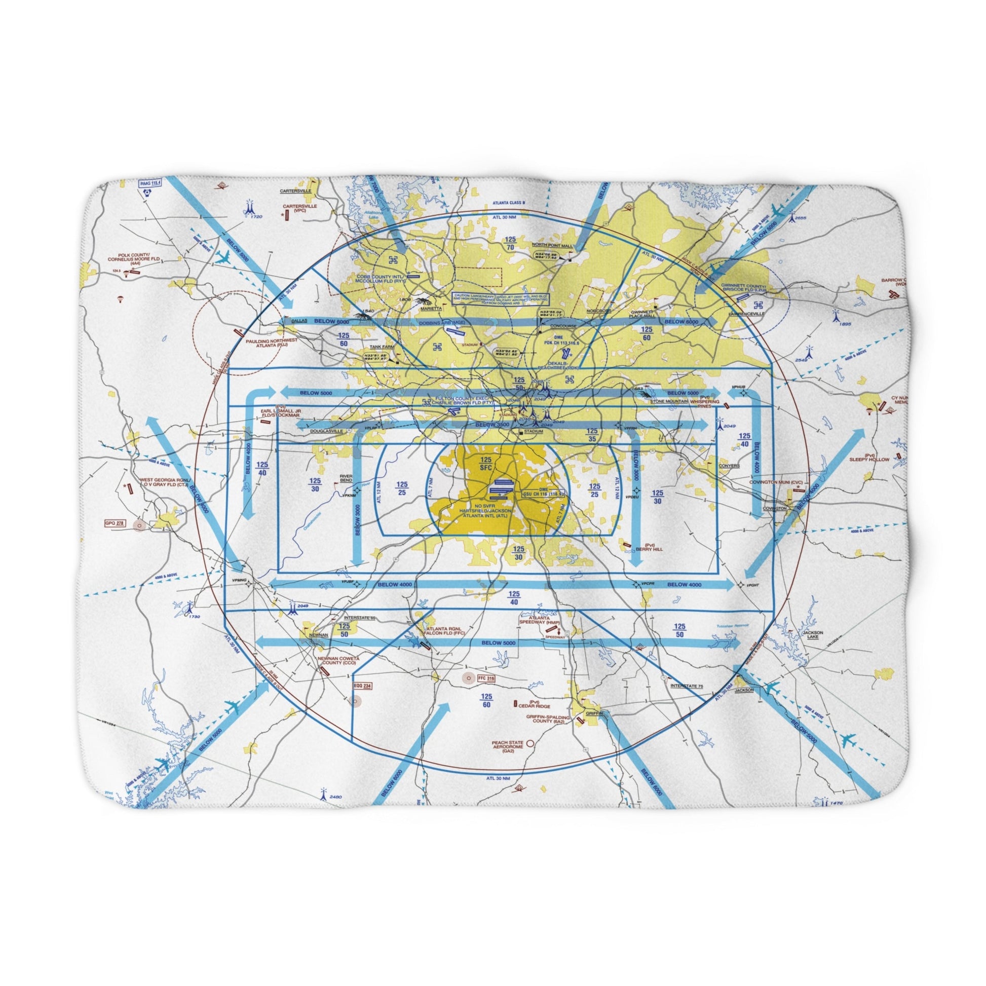 Atlanta Flyway Chart sherpa fleece blanket