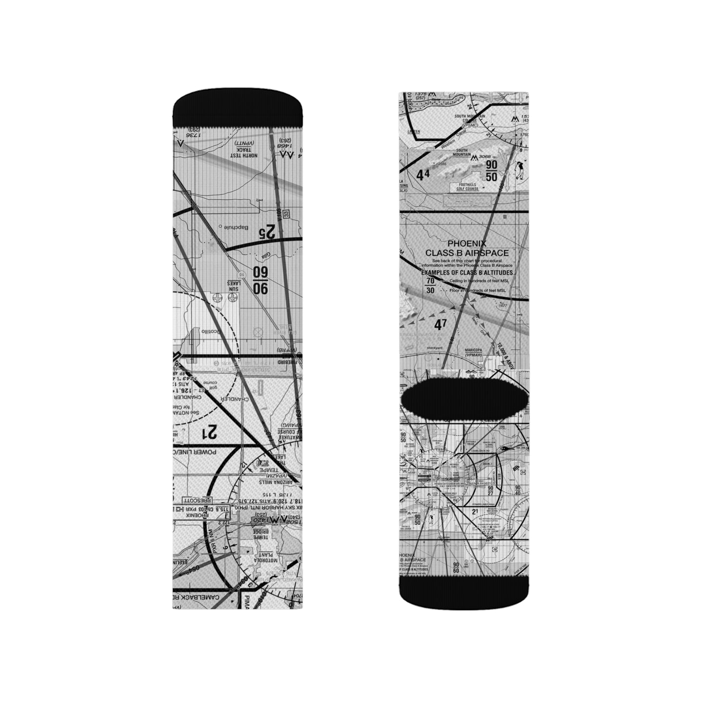 Aeronautical Chart socks (PHX/b&w)