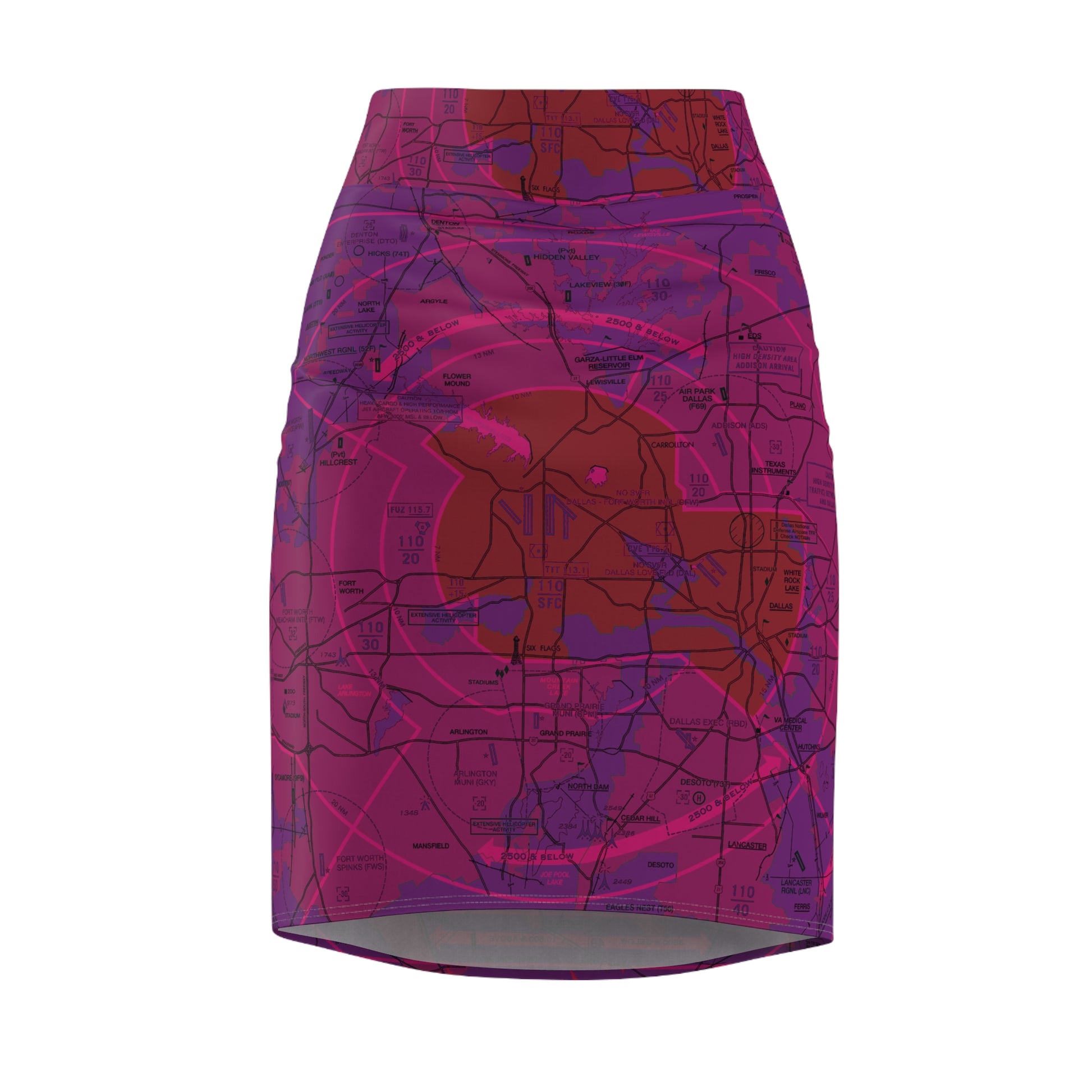 Dallas - Ft. Worth Flyway Chart women's pencil skirt (purple)