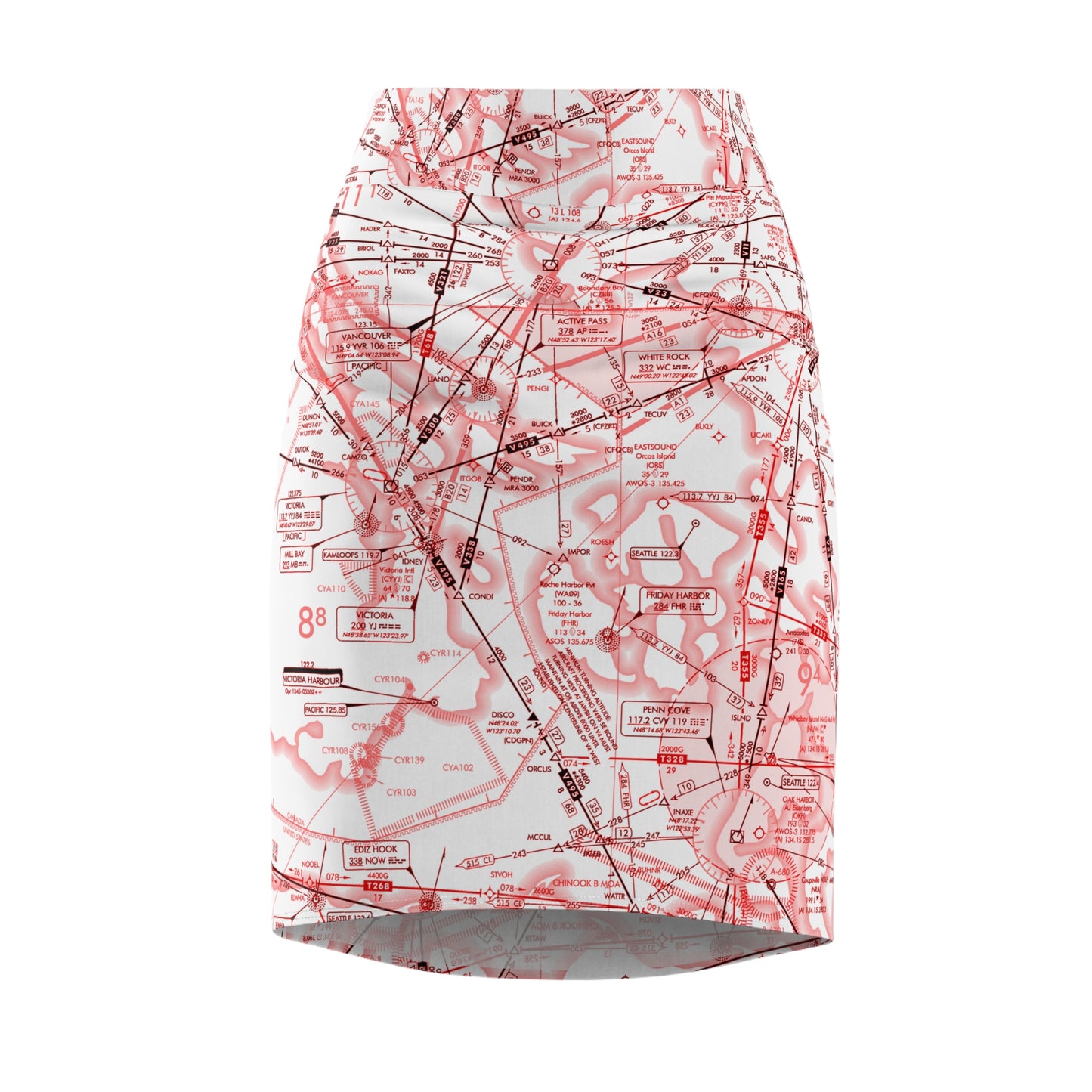 Enroute Low Altitude (ELUS1) Chart - women's pencil skirt (red&white)