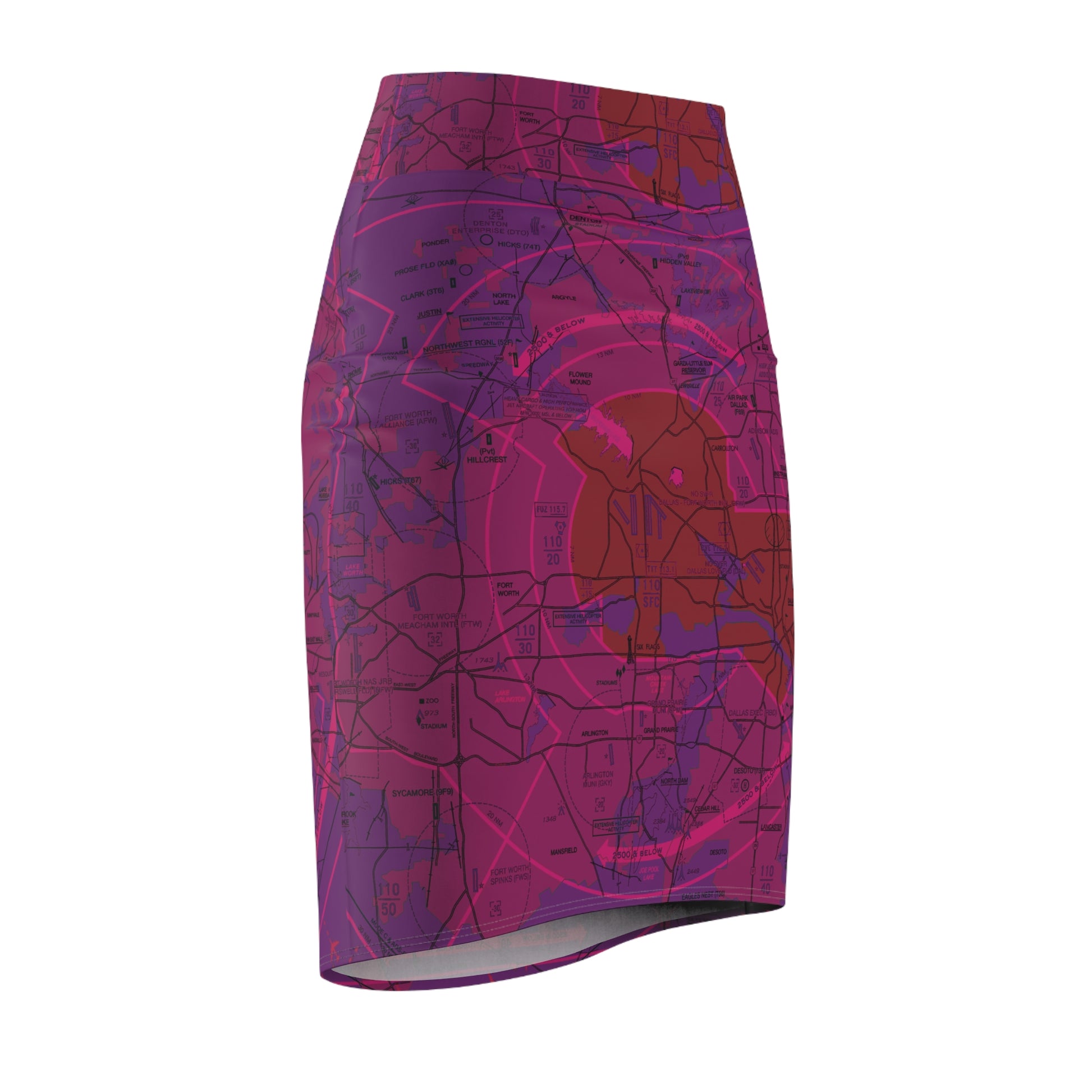 Dallas - Ft. Worth Flyway Chart women's pencil skirt (purple)
