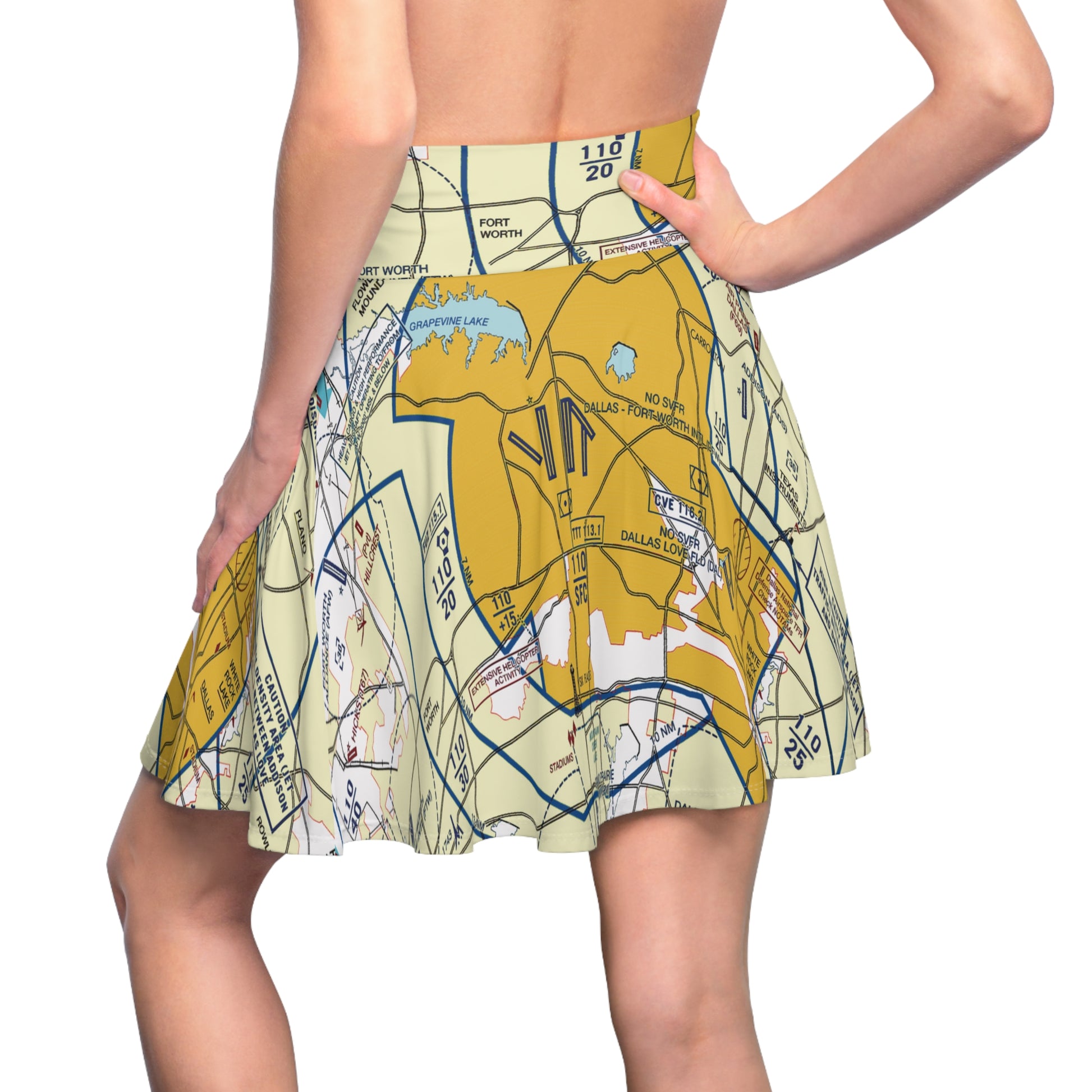 Dallas - Ft. Worth Flyway Chart skater skirt