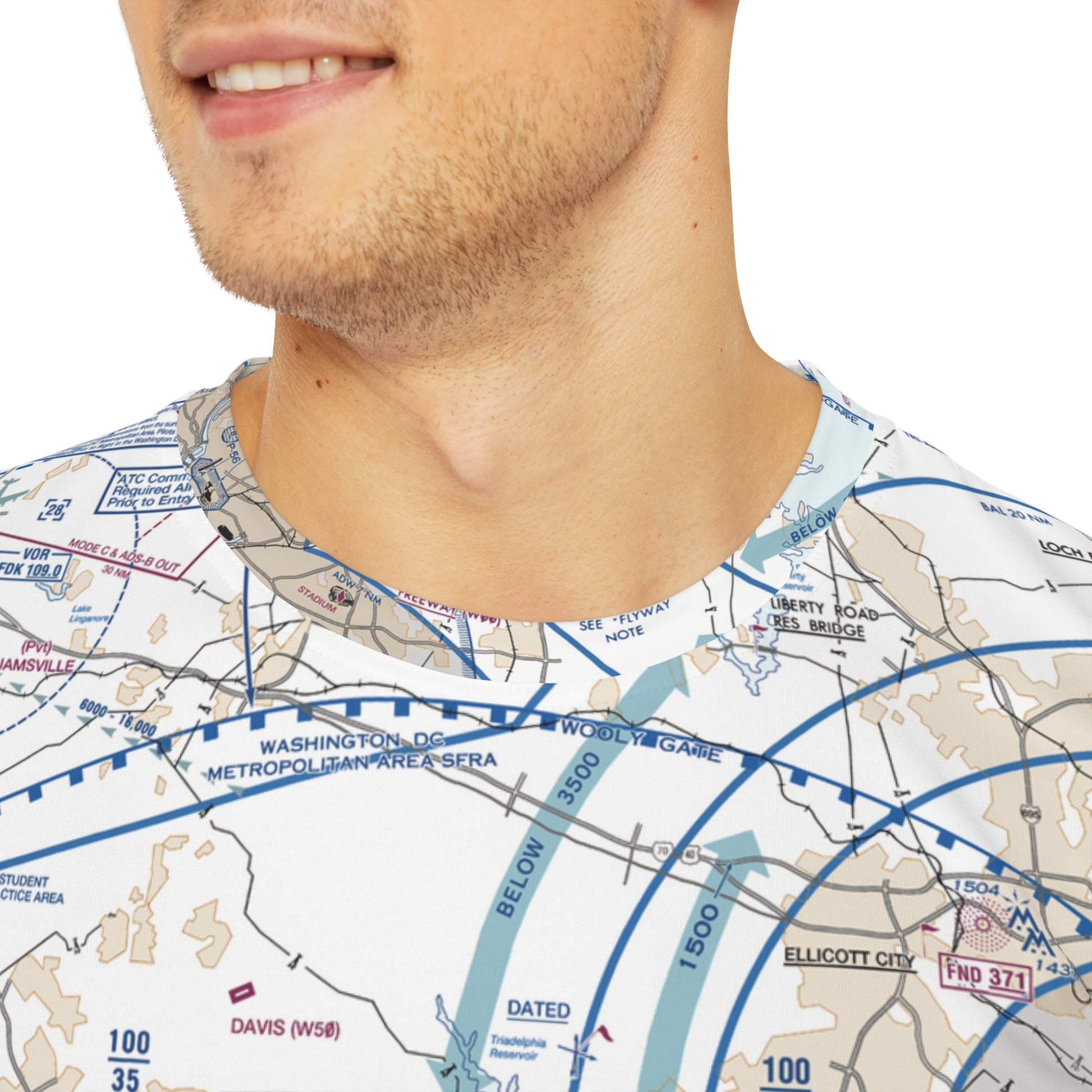 Baltimore-Washington Flyby Chart men's polyester shirt