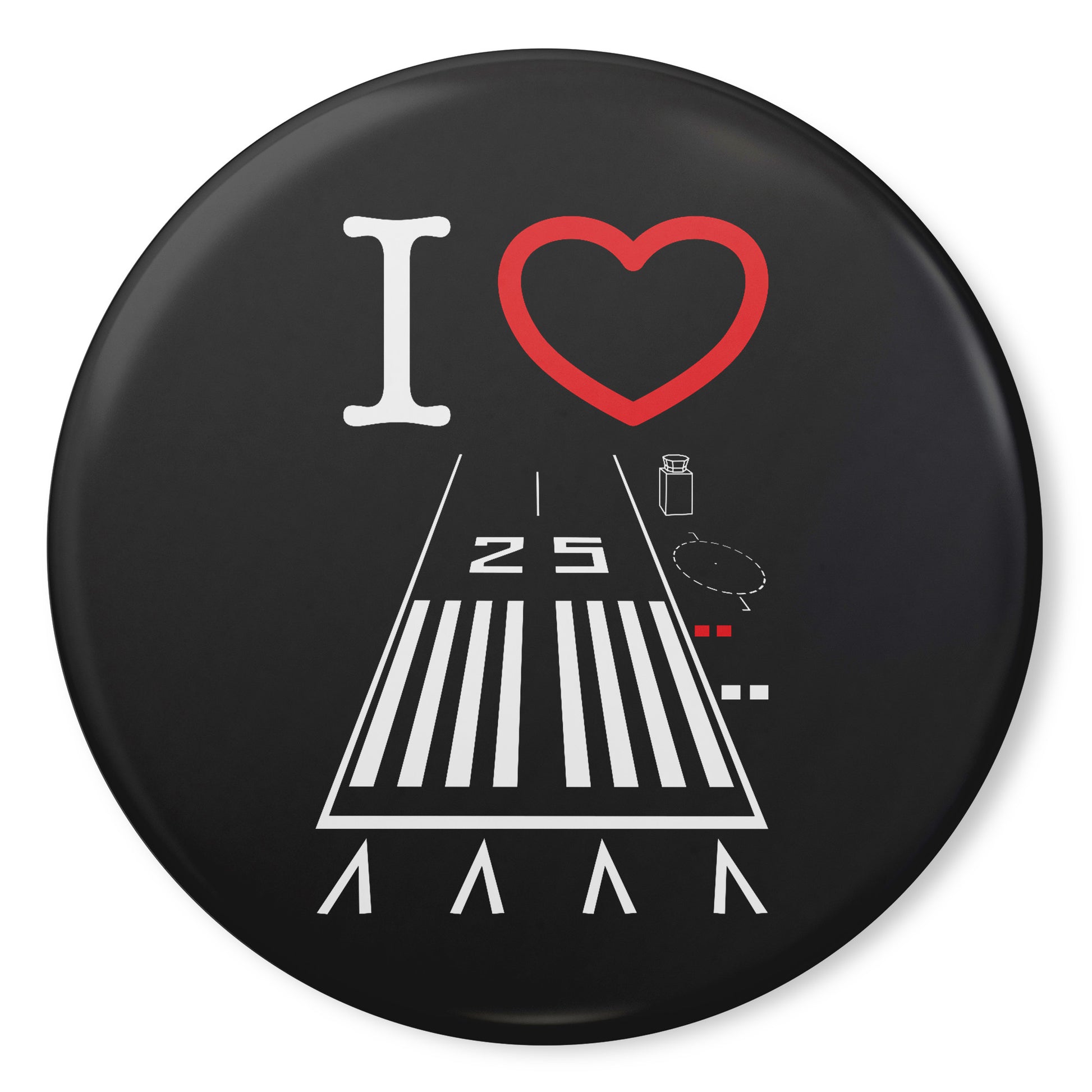 Hawthorne Airport Runway 25 button pin (black)