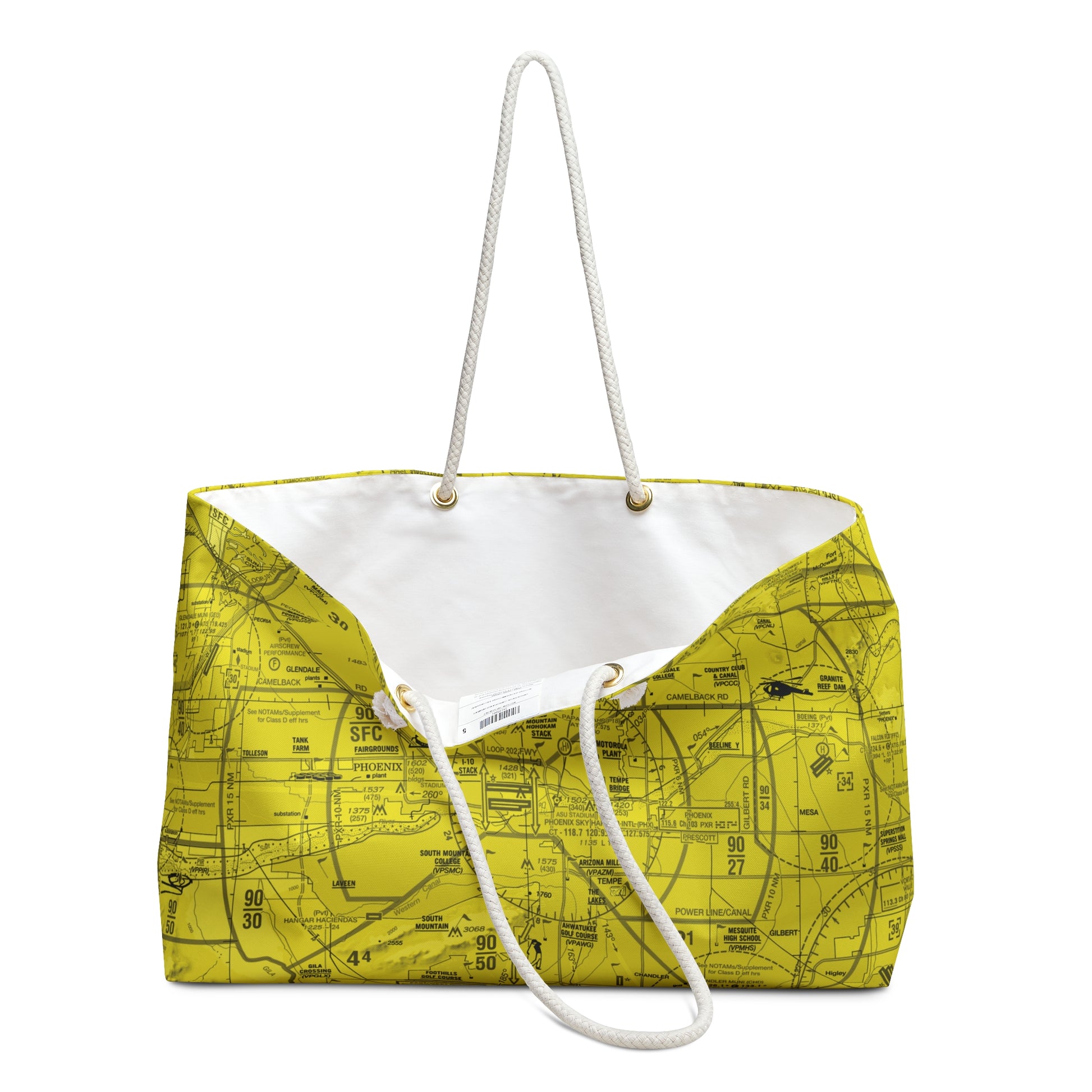 Aeronautical Chart weekender tote bag (PHX/yellow)