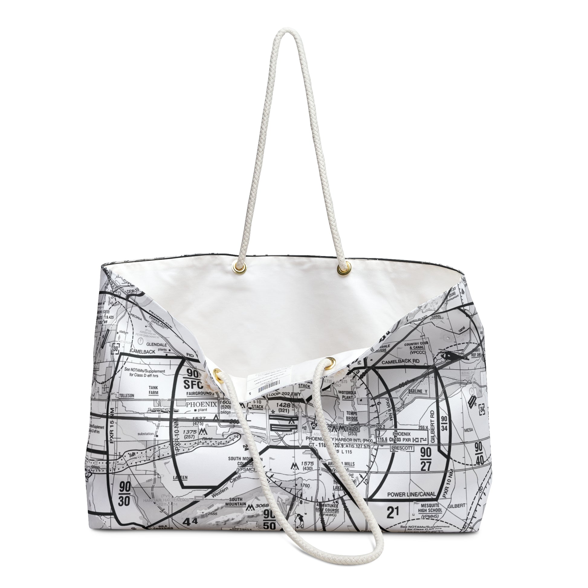 Aeronautical Chart weekender tote bag (PHX/b&w)