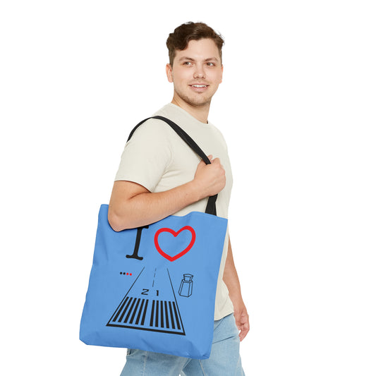 Santa Monica Airport Runway 21 / 3 tote bag (lt. blue)
