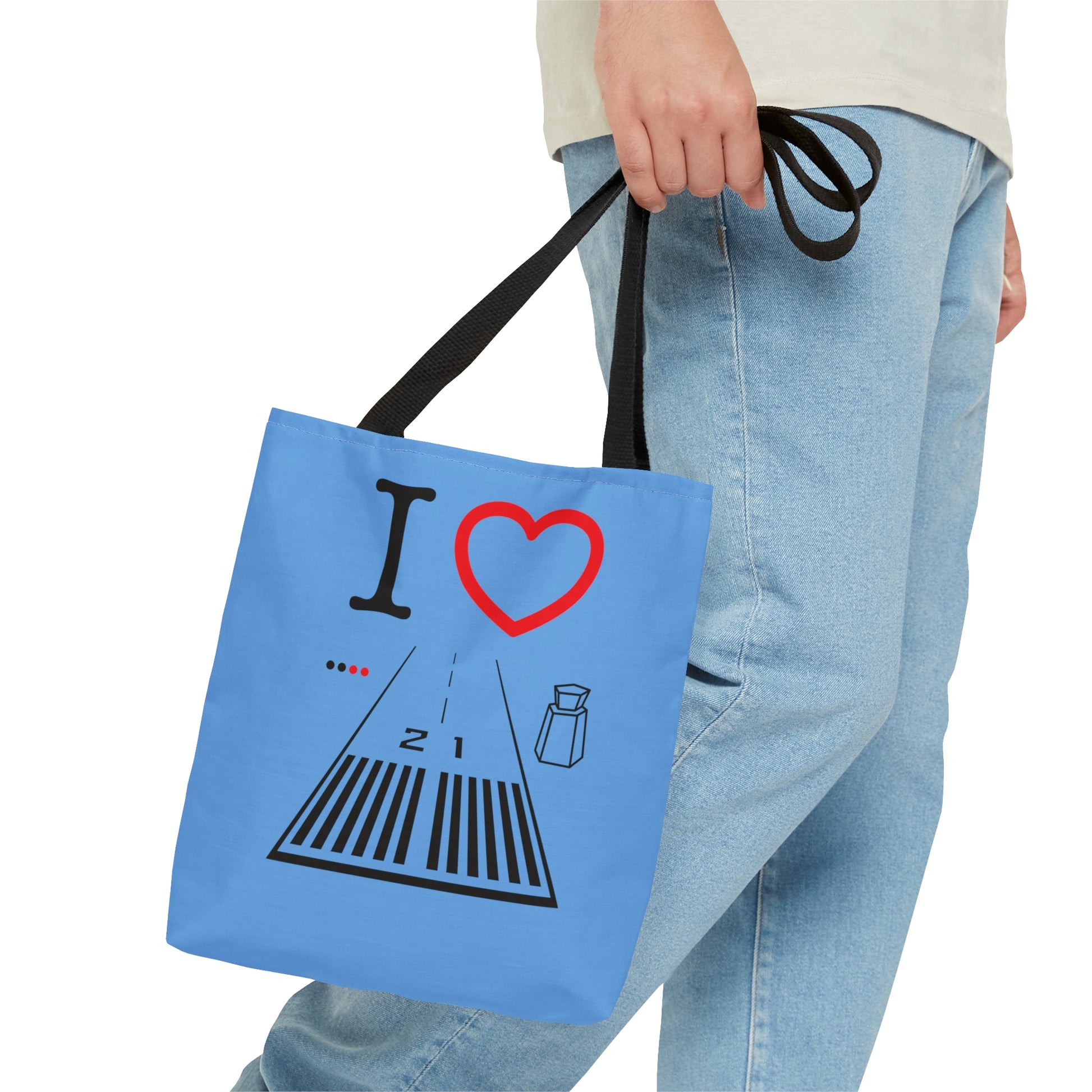Santa Monica Airport Runway 21 / 3 tote bag (lt. blue)