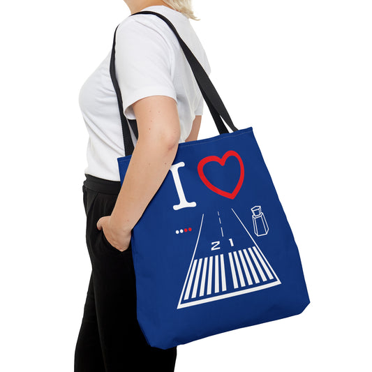 Santa Monica Airport Runway 21 / 3 tote bag (blue)