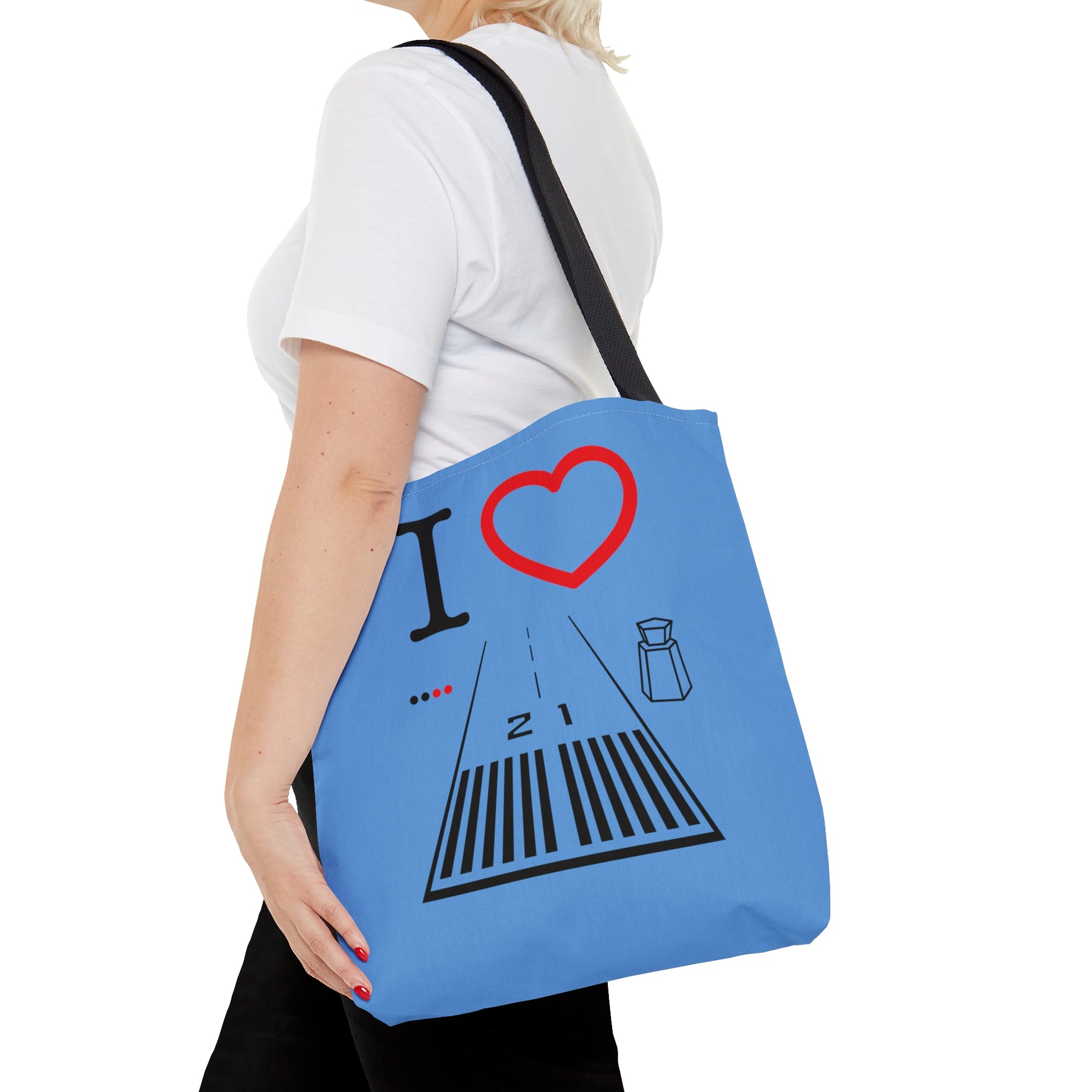 Santa Monica Airport Runway 21 / 3 tote bag (lt. blue)